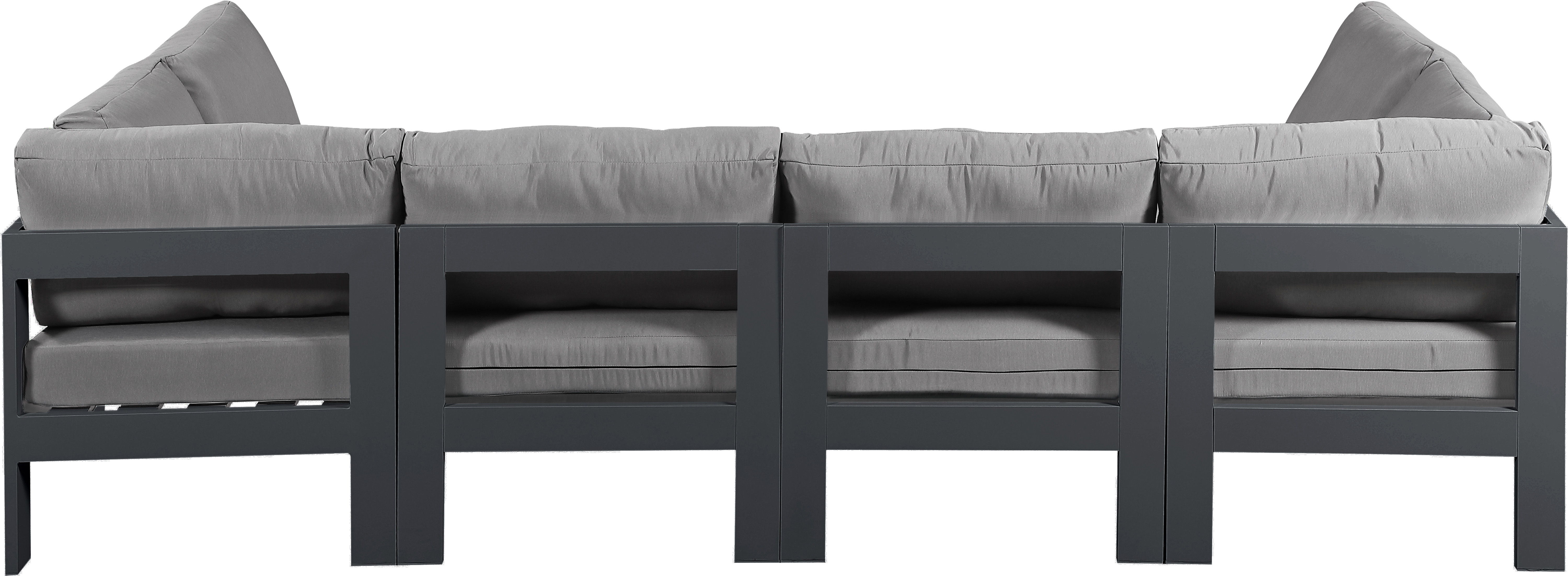 Nizuc - Outdoor Patio 6 Piece Modular U-Shaped Sectional With Gray Frame - Gray