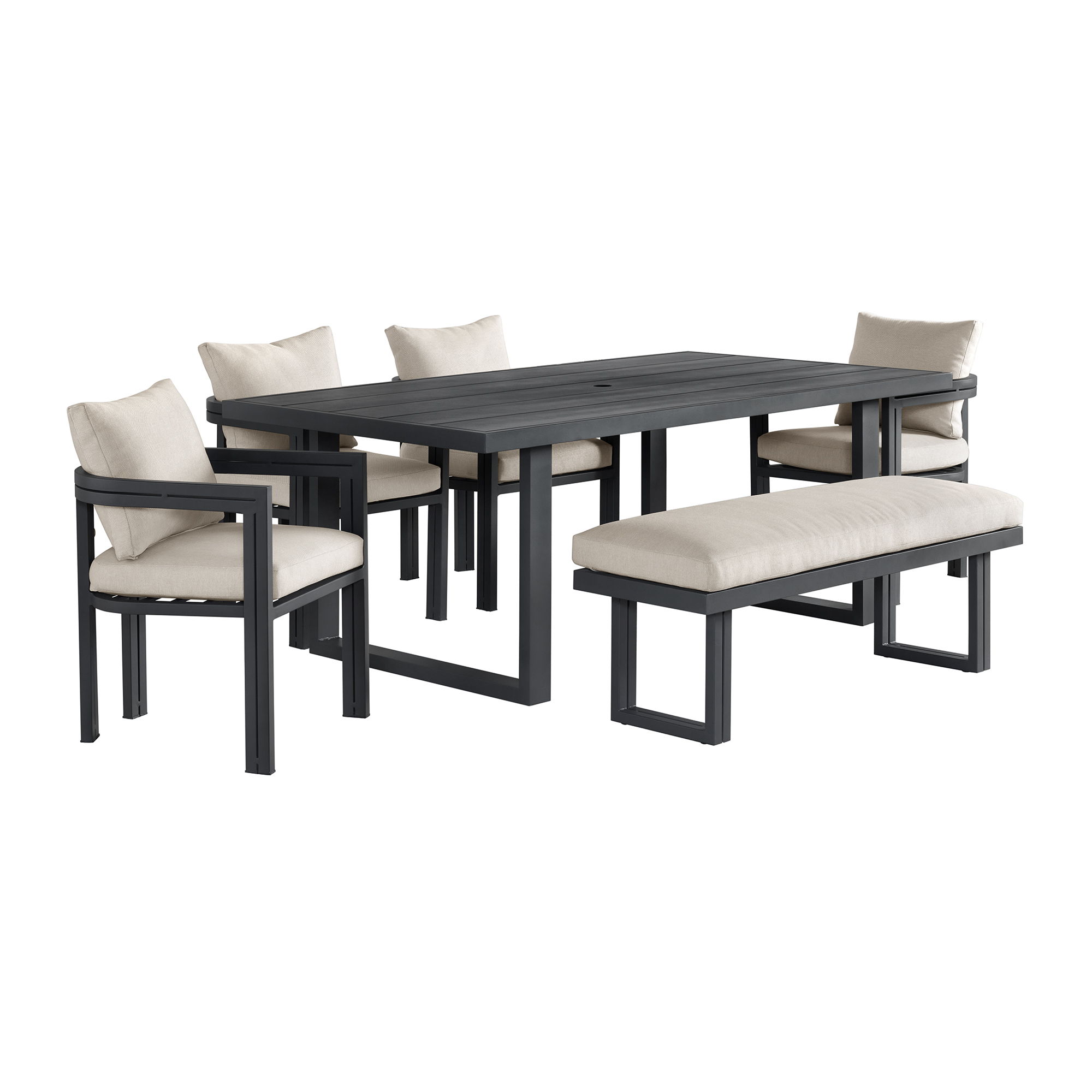 6 Pc · Table, Four Chairs And Bench