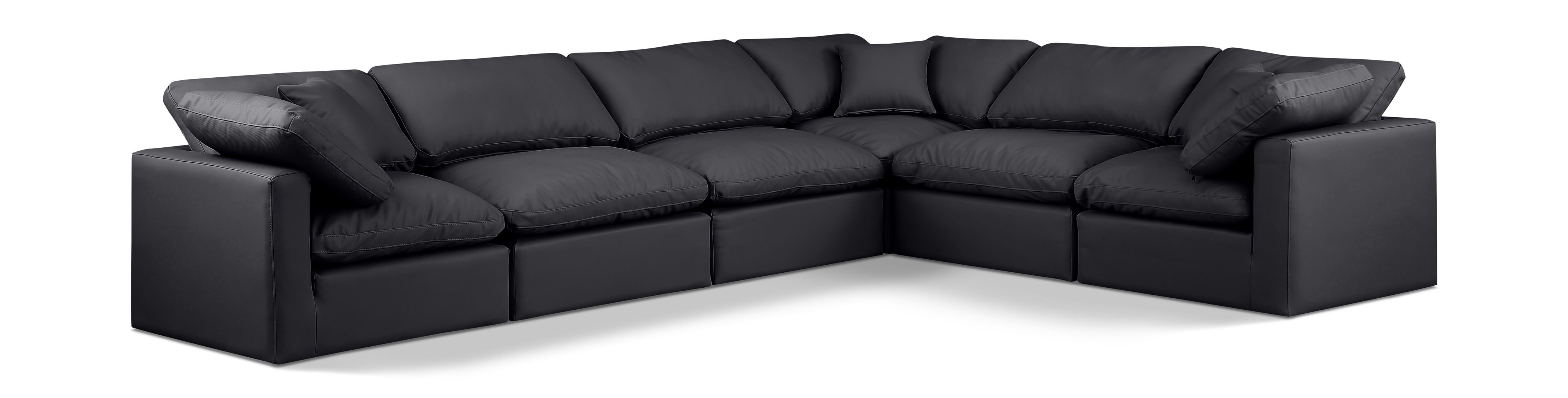 Indulge - Faux Leather 6 Piece Modular Corner Sectional - Black