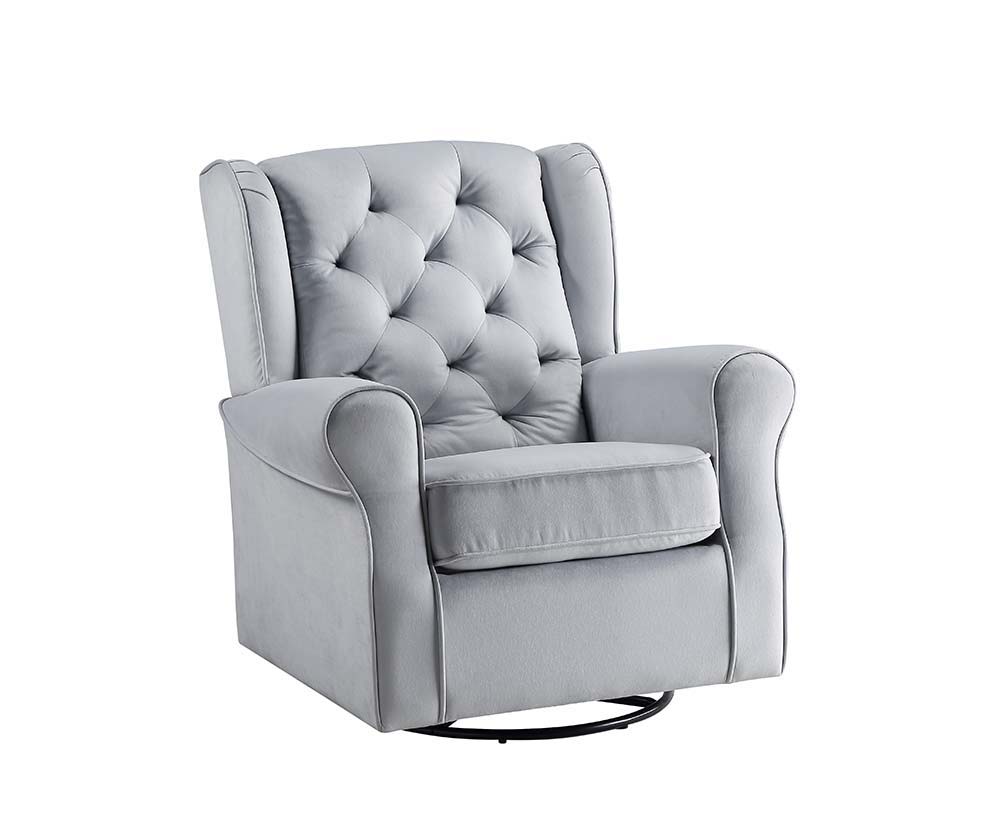 Zeger - Swivel Chair With Glider - Gray Fabric, light gray, view 2