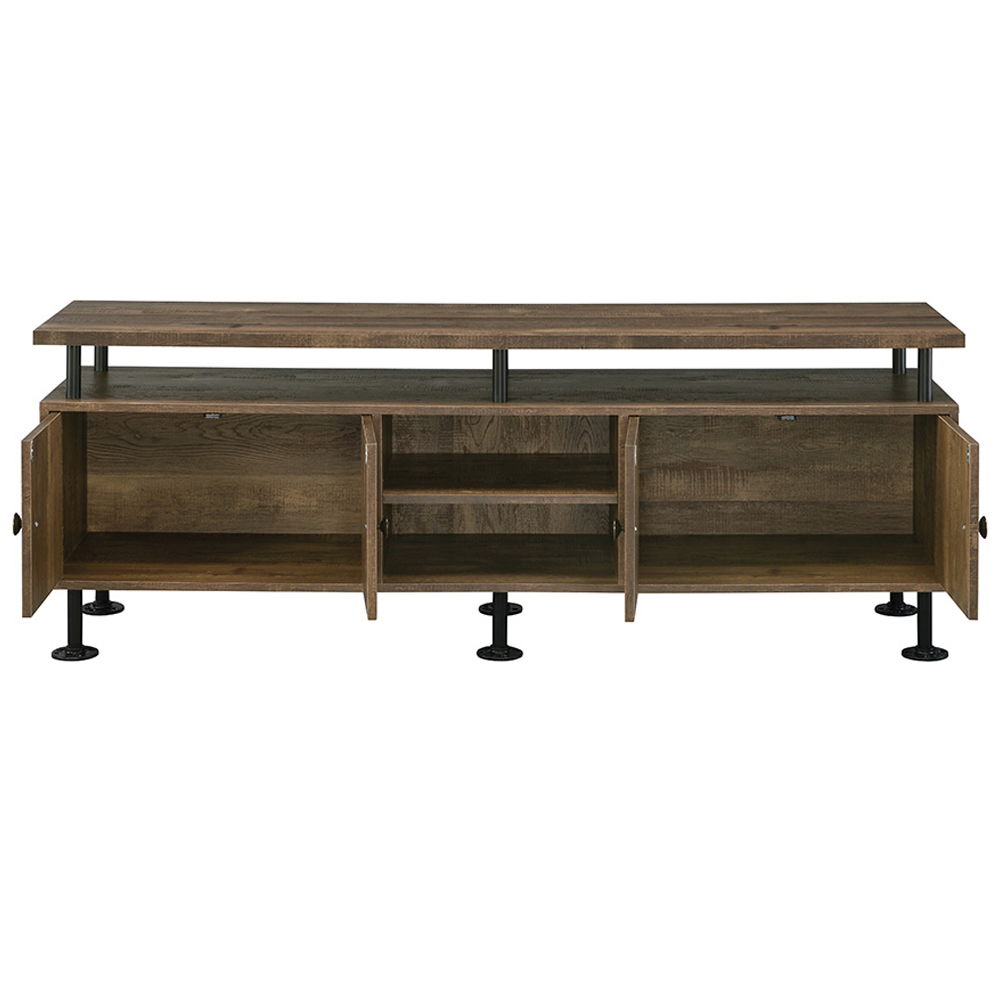 Ensata II - TV Stand - Rustic Oak & Black, light brown, view 3