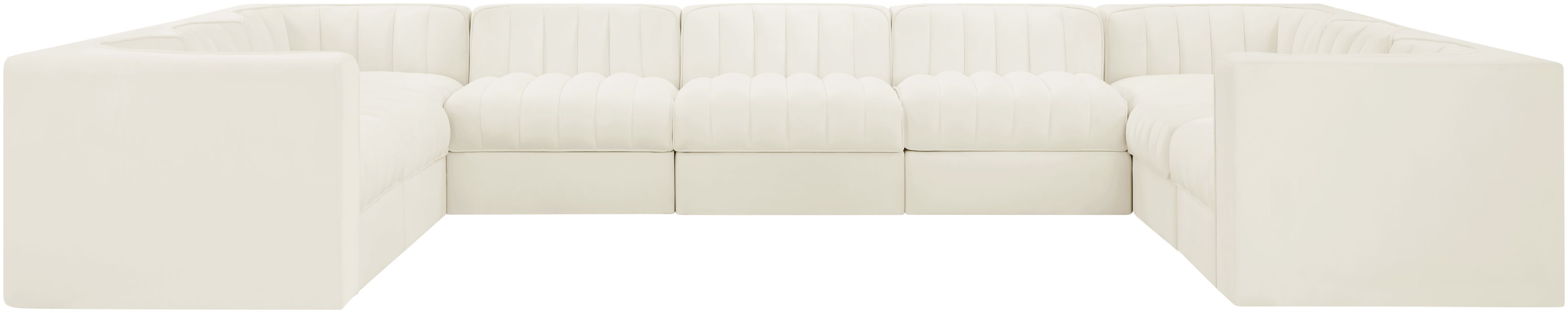 Rummi - Velvet Performance Fabric Upholstered 9 Piece Modular Sectional - Cream