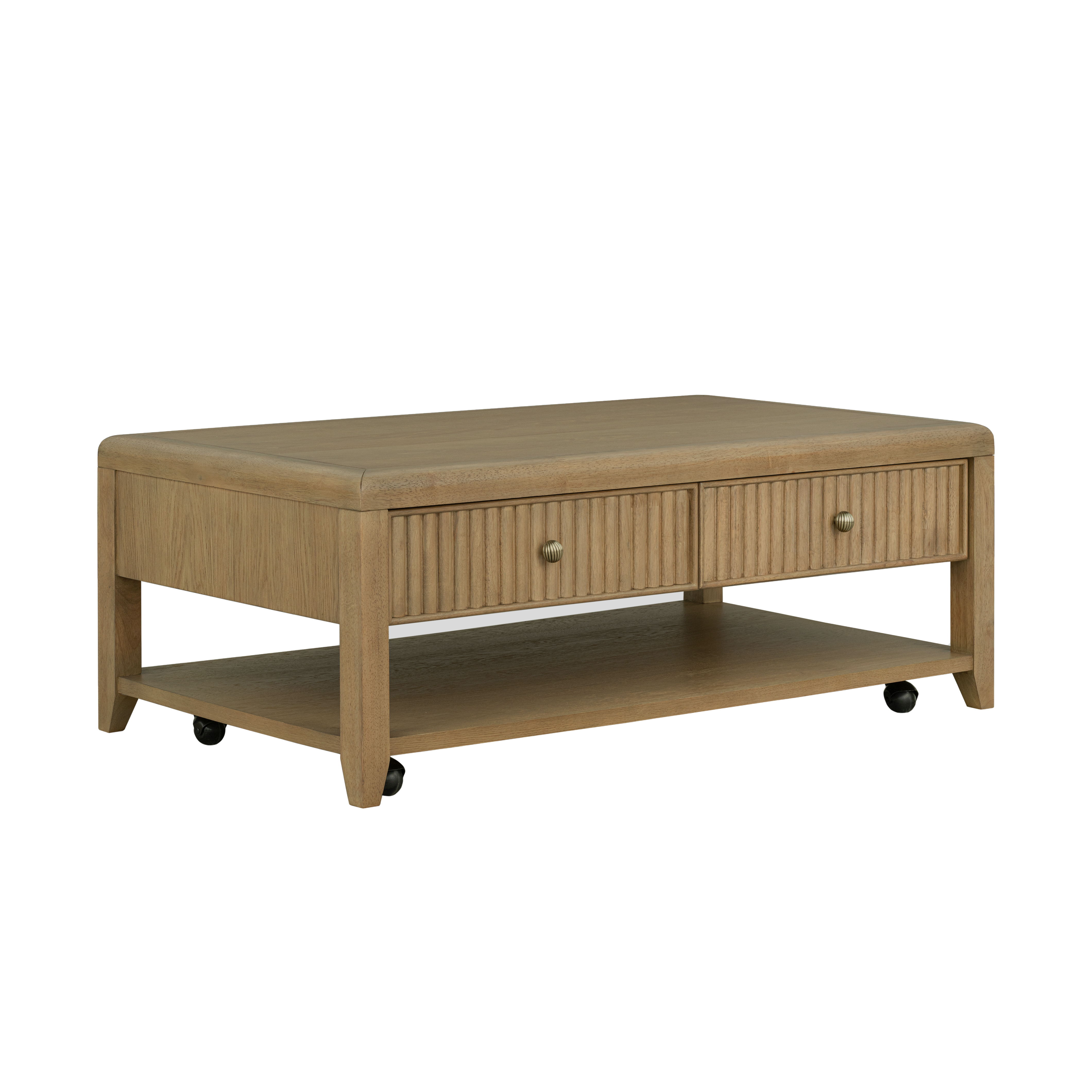 Reed - Rectangular Coffee Table With Casters - Driftwood Oak, dark brown