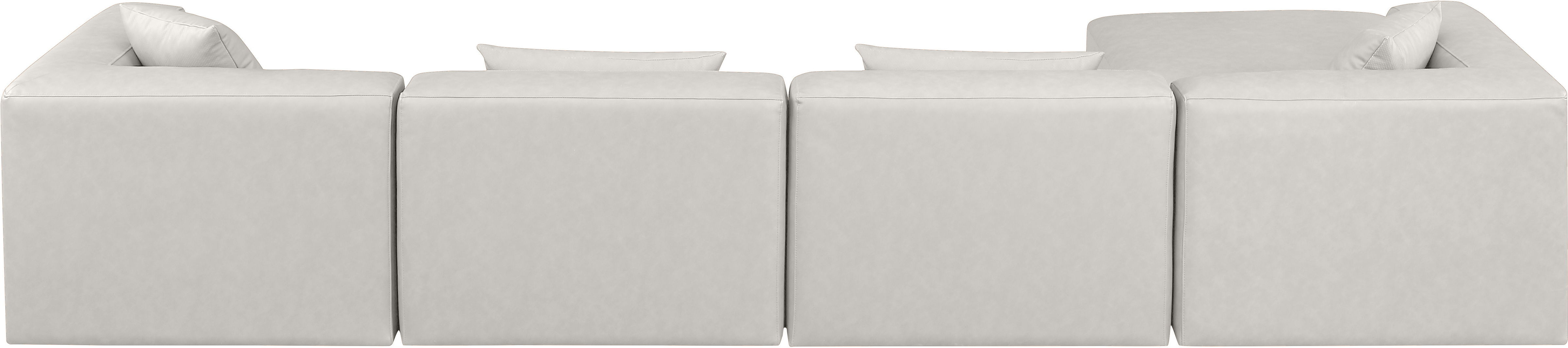 Cube - 5 Piece Modular Sectional With Chaise - Cream