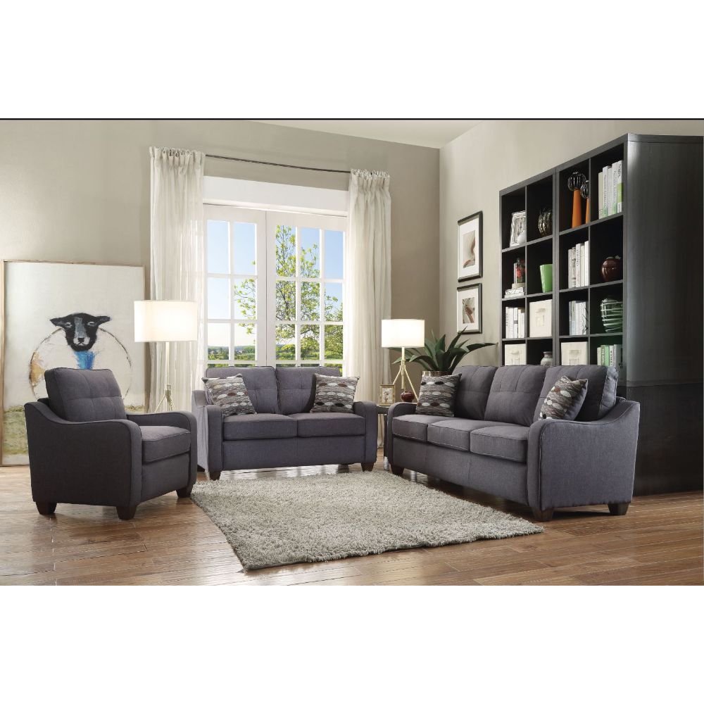 Cleavon II - Sofa With 2 Pillows - Gray Linen, dark gray, view 2