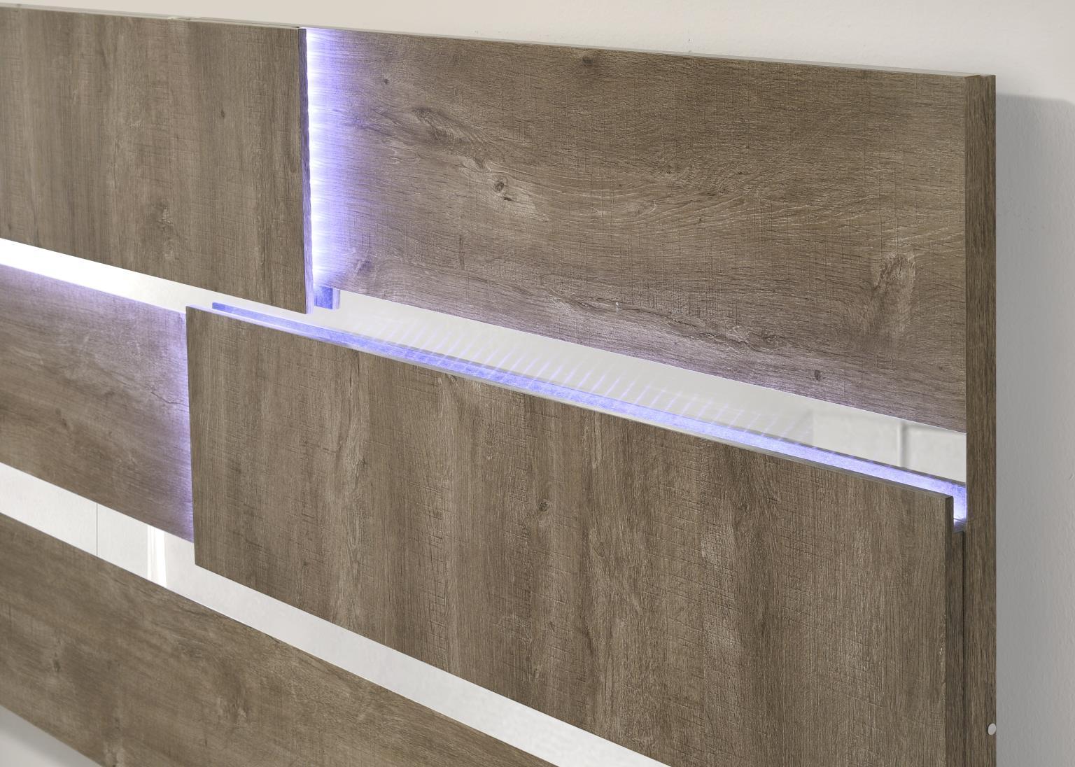 B348 - LED King Bed - Weather Oak
