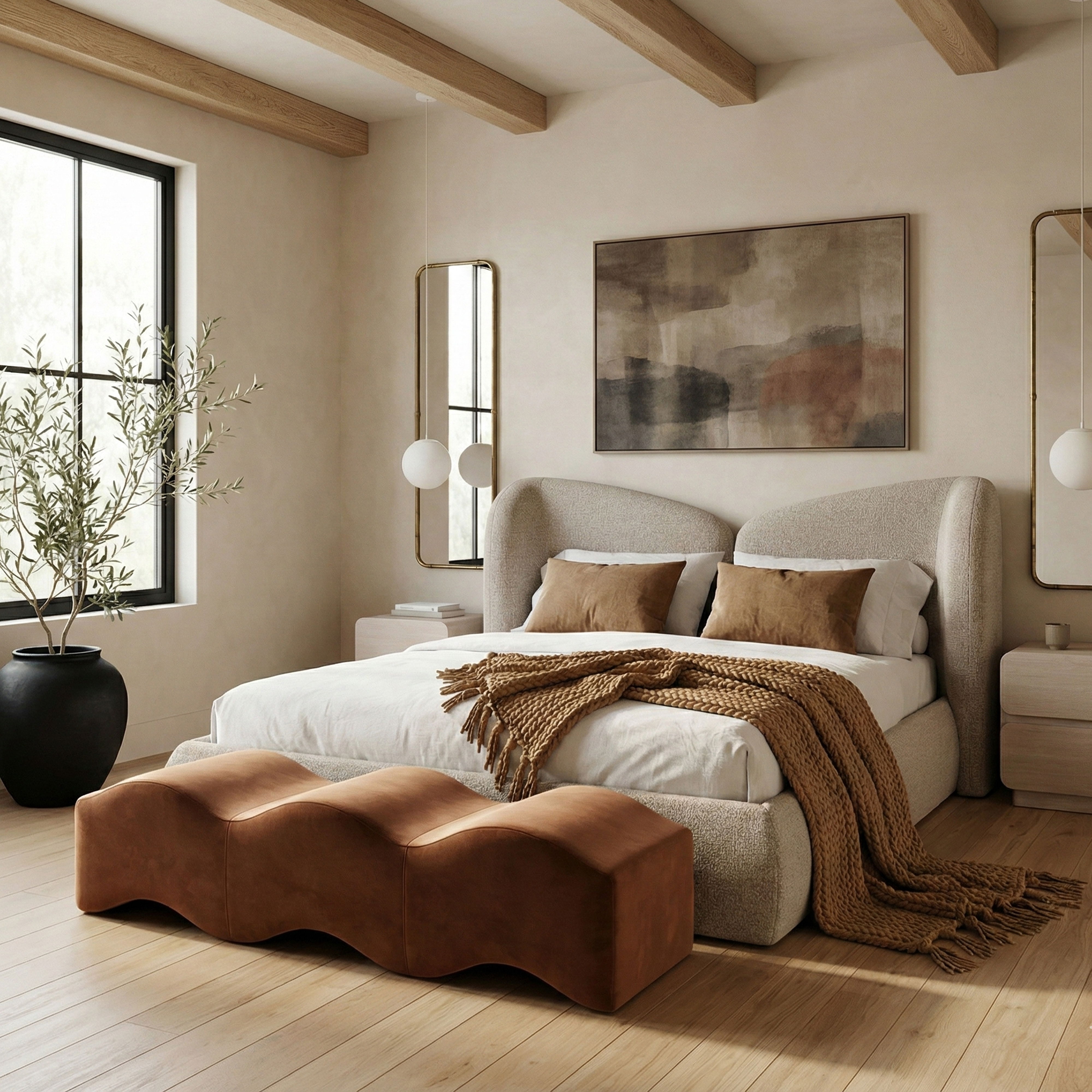 Wave - Bench - Cognac