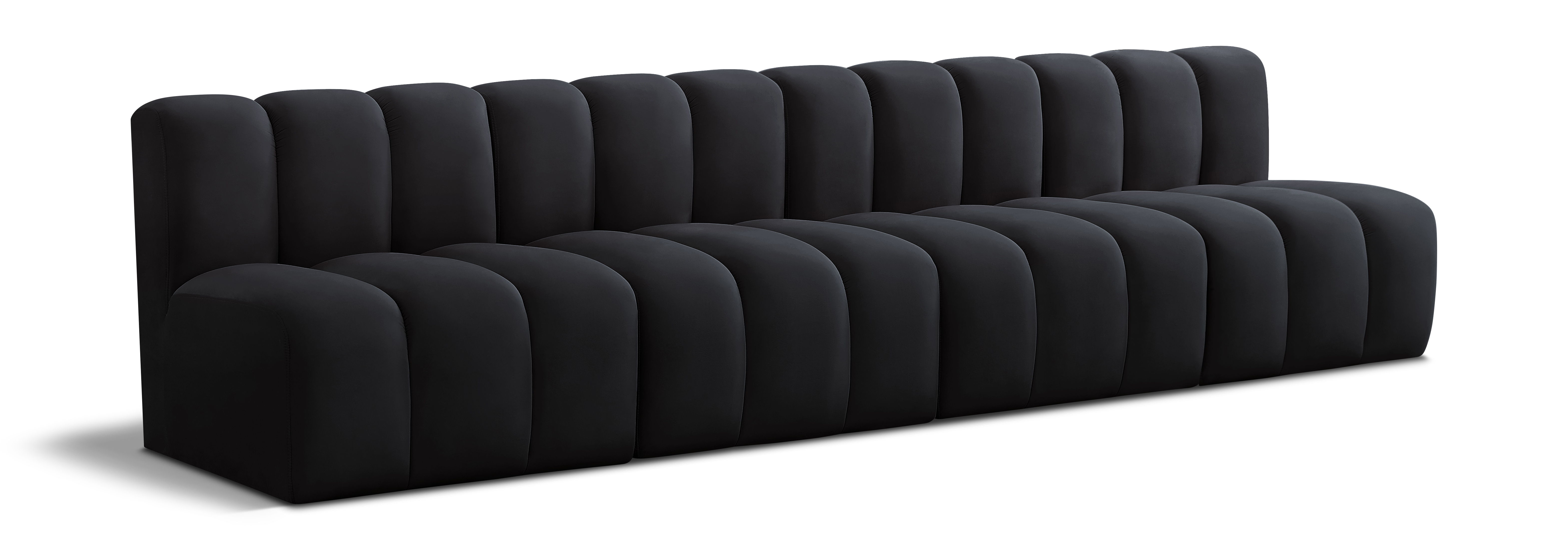 Arc - Velvet 4 Seats Modular Sofa - Black