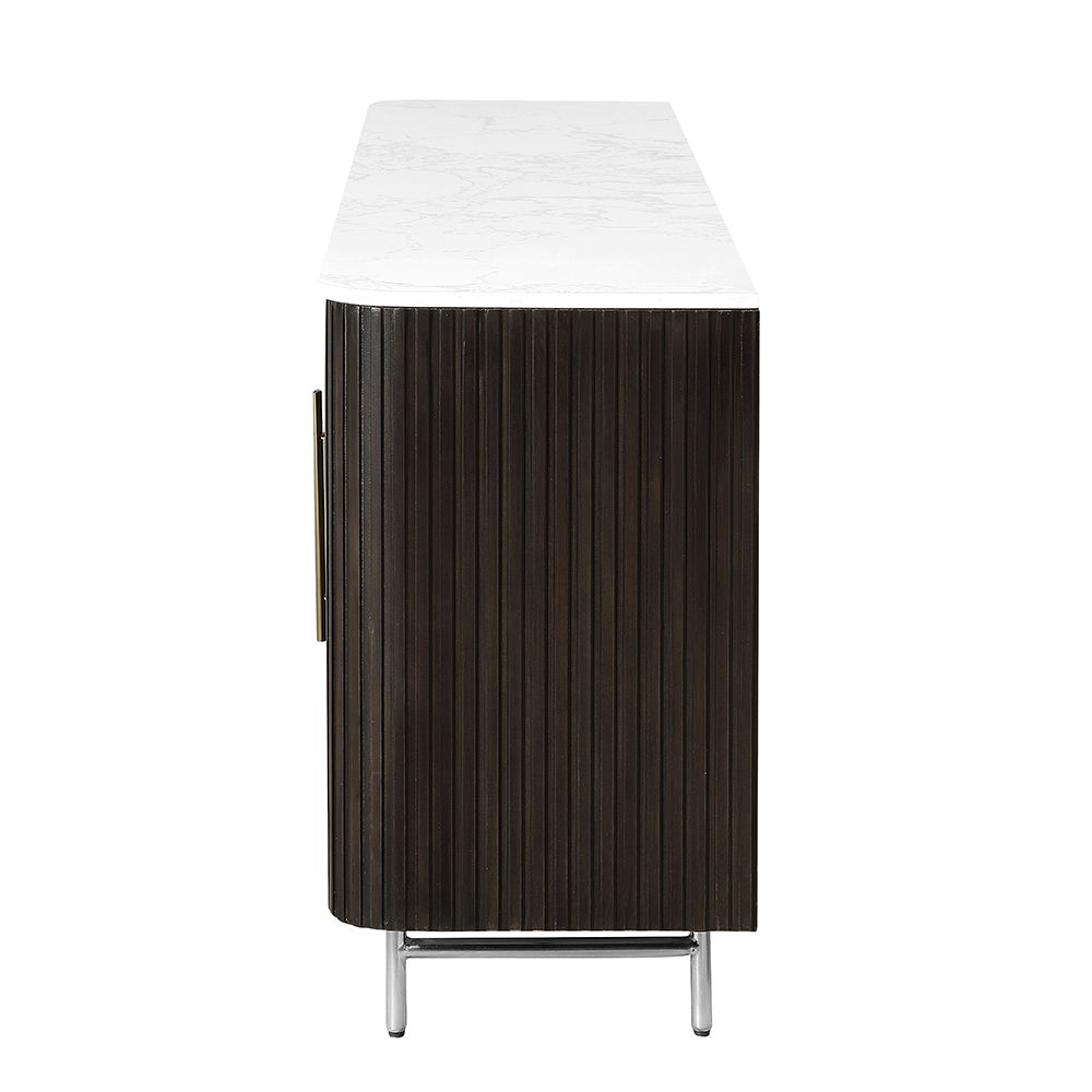 Clayten - Server With Marble Top & Fireplace - White & Espresso, dark brown, view 4