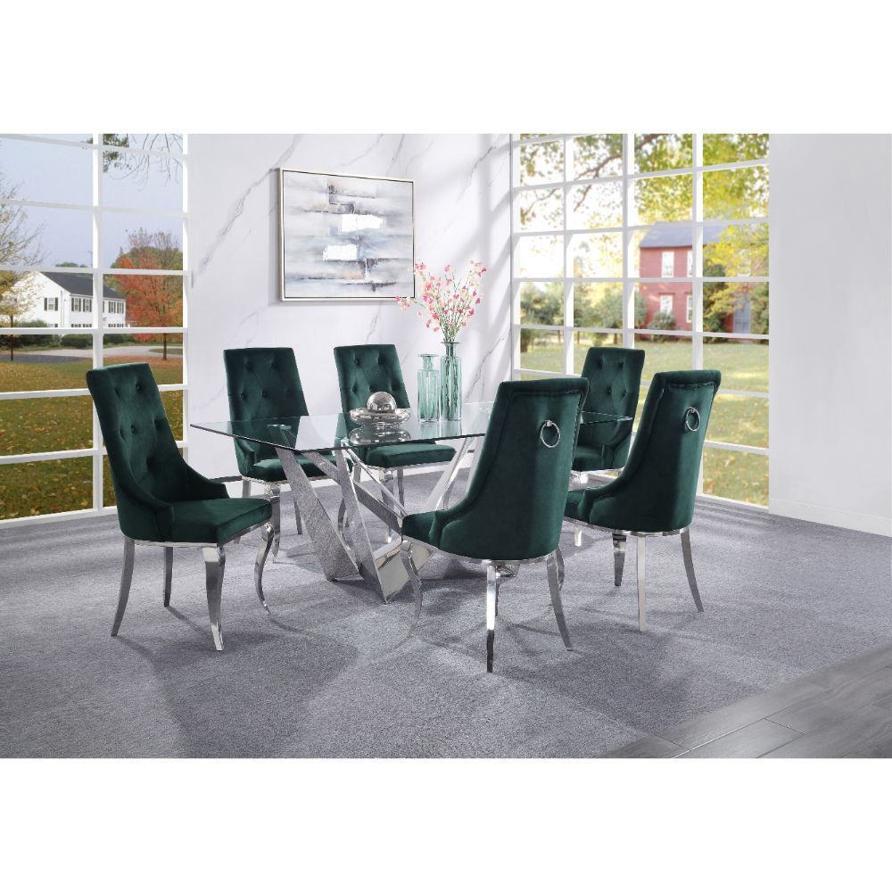 Dekel - Dining Table - Clear Glass Top & Stainless Steel, silver, view 3