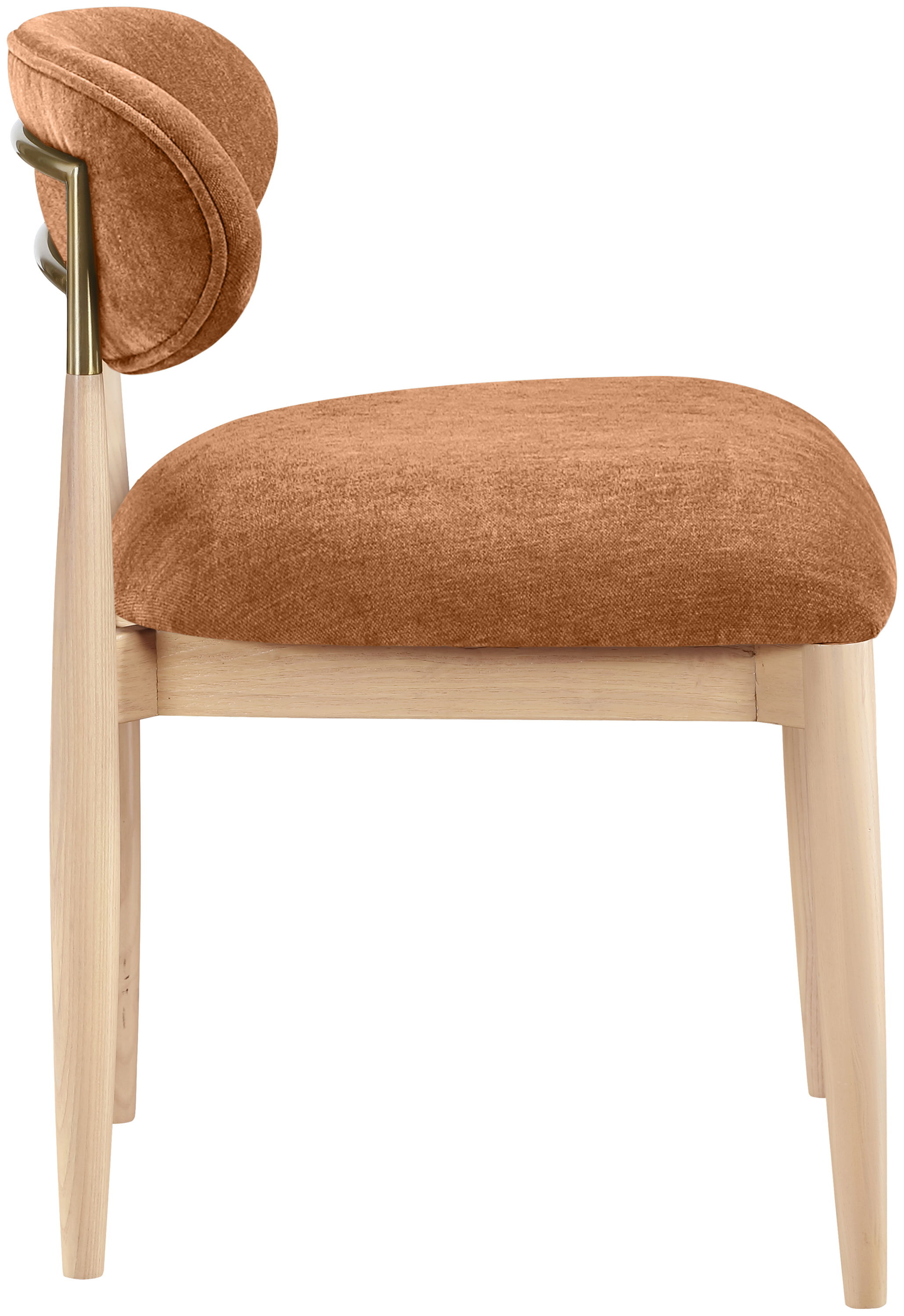 Riccio - Performance Fabric Upholstered Dining Side Chair (Set of 2) With Light Brown Legs - Cognac