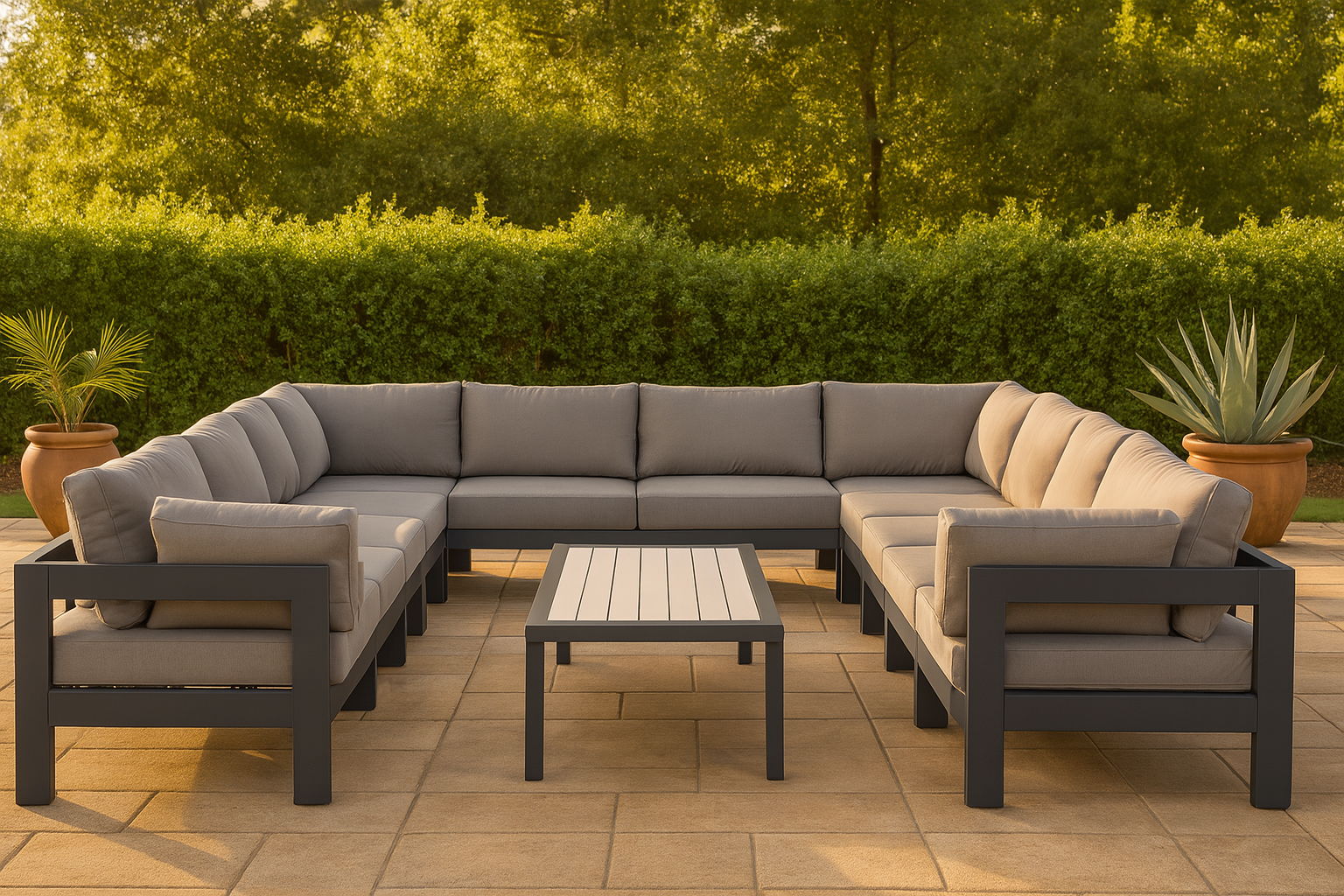 Nizuc - Outdoor Patio 12 Piece Modular Sectional With Gray Frame - Gray