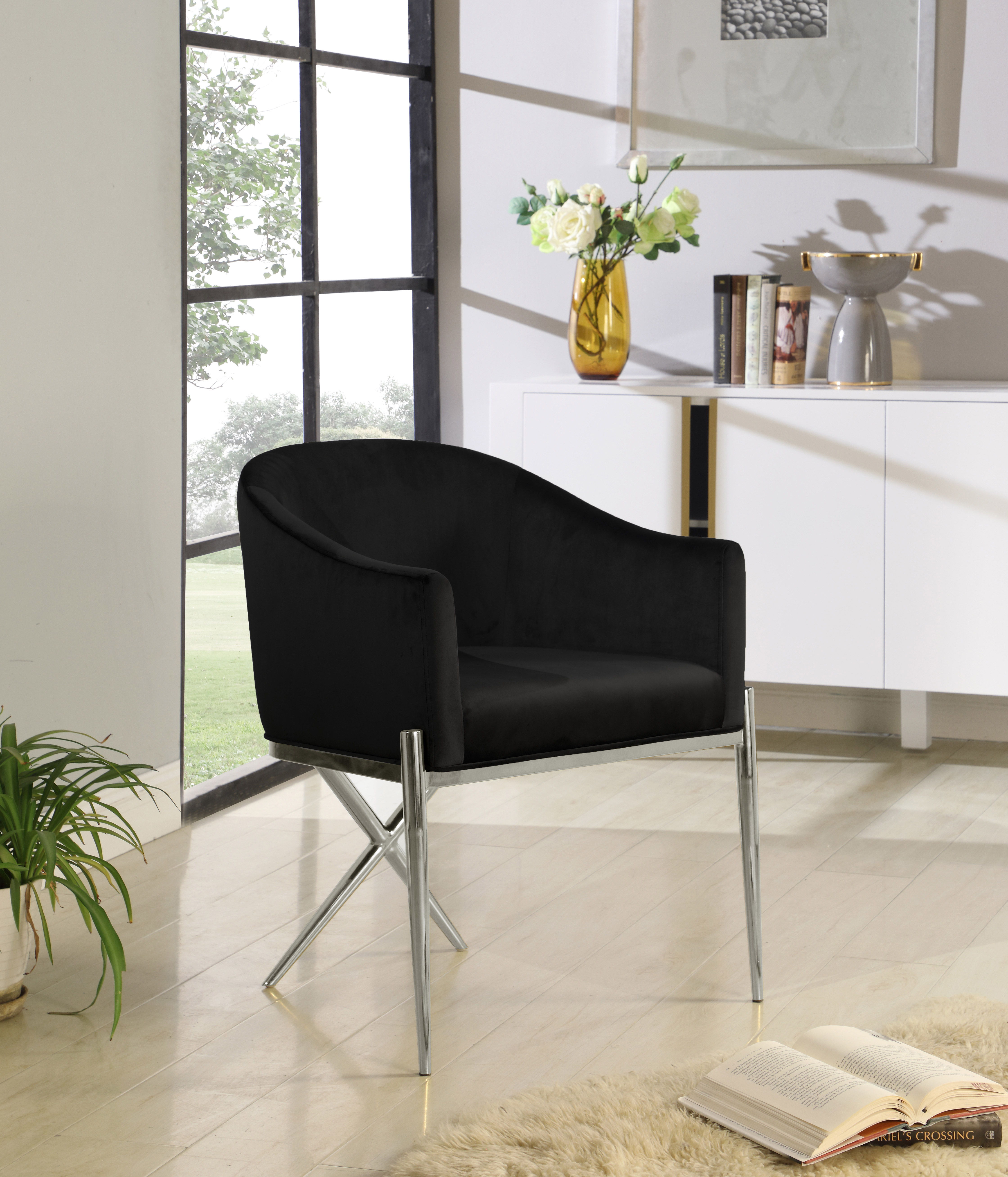 Xavier - Fabric Dining Chair - Black
