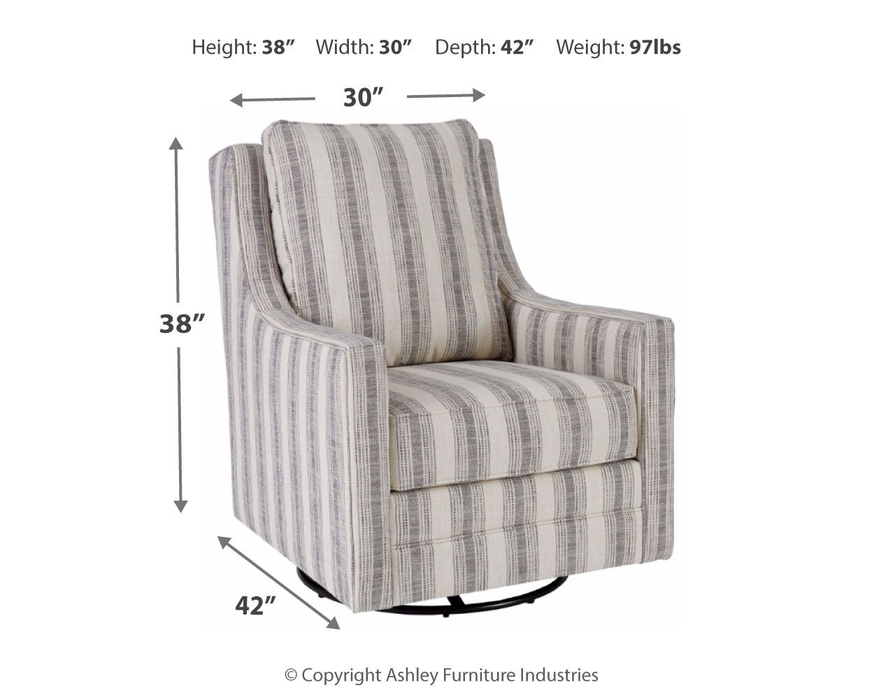 Ashley Furniture Kambria - Swivel Glider Accent Chair - Ivory / Black - Image 4
