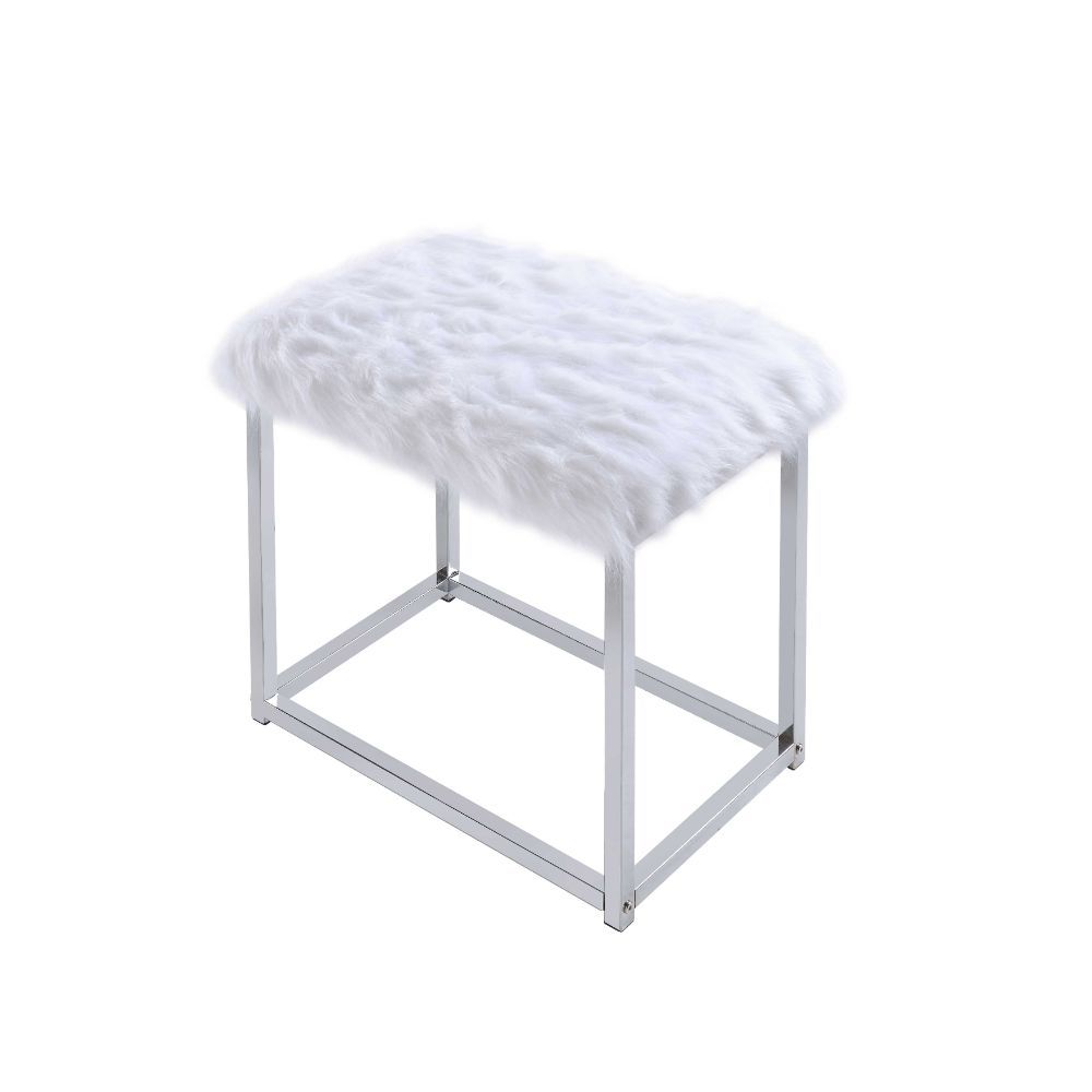 Carenze II - Vanity Set - White Faux Fur & Chrome, white, view 5