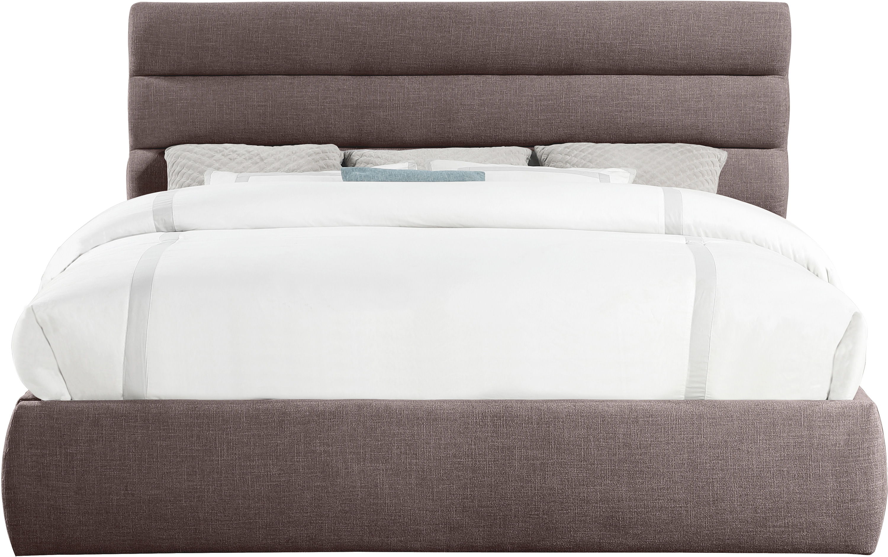 Adam - Linen Fabric King Bed With 52" Headboard - Brown