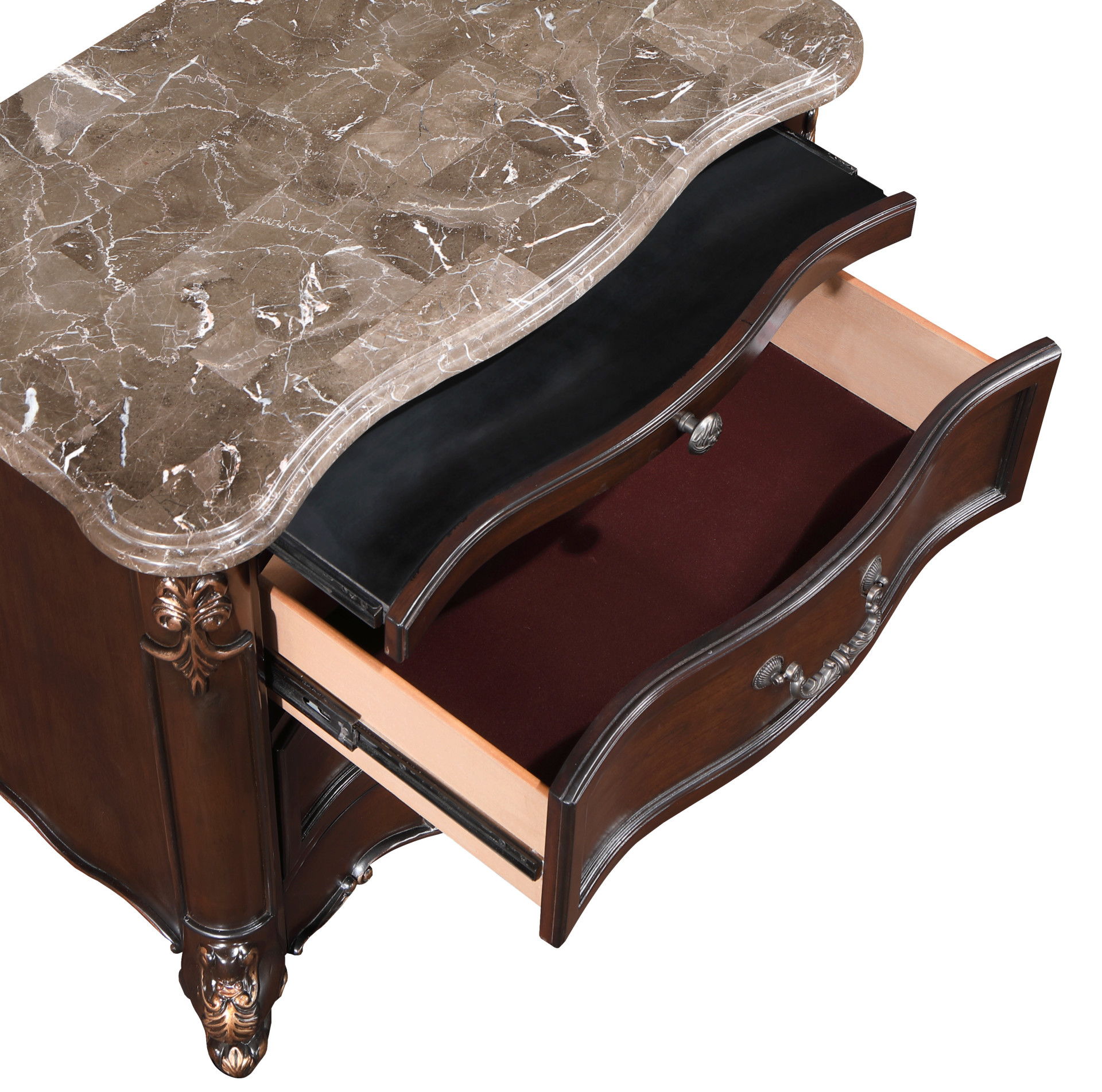 Constantine - Nightstand With Marble Top - Cherry, dark brown, view 6