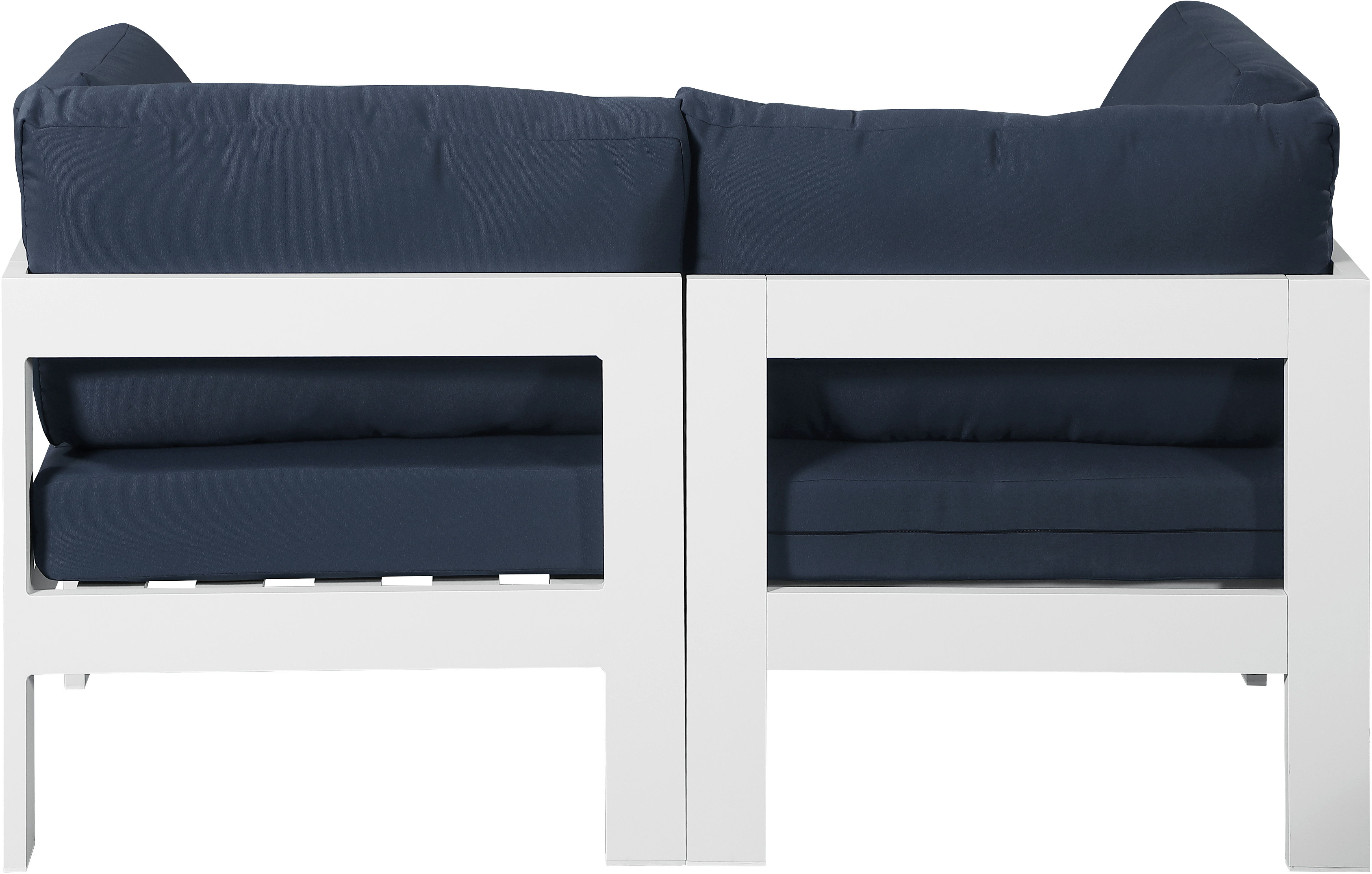 Nizuc - Outdoor Patio 2 Piece Modular Sofa With White Frame - Navy