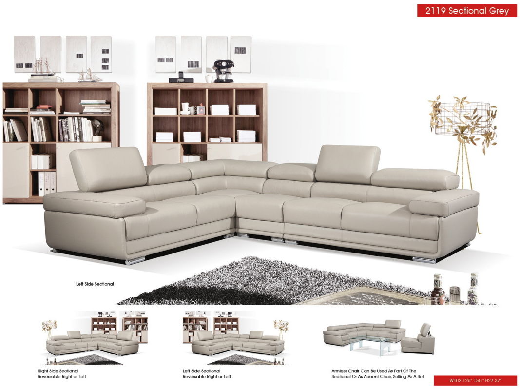 2119 - Sectional - Light Gray