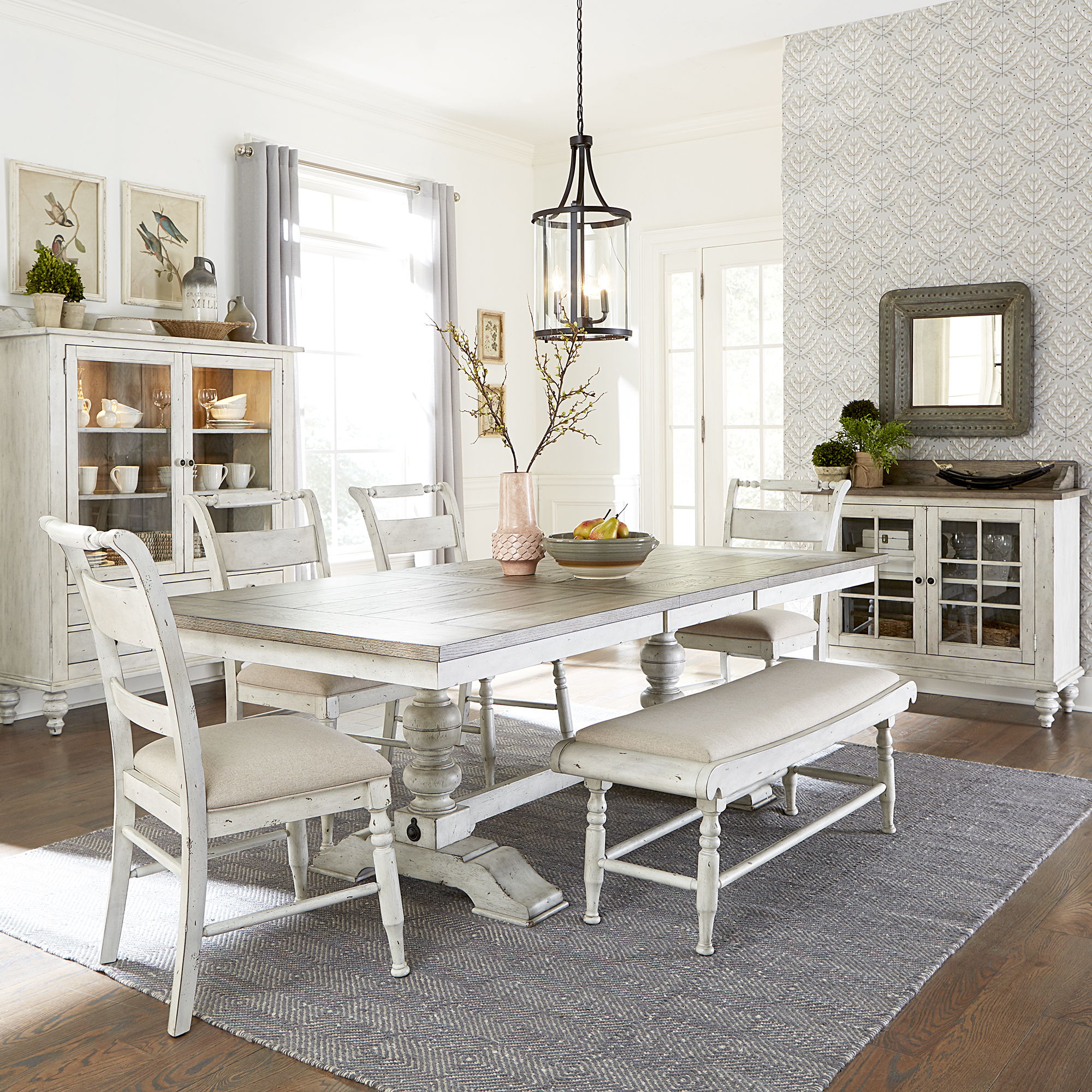 Liberty Furniture Whitney - 6 Piece Trestle Table Set - White