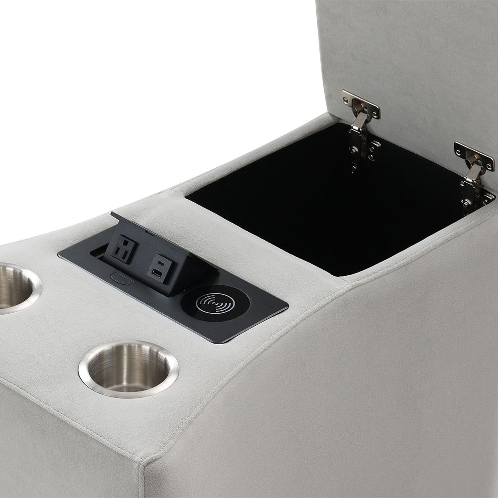 Emee - Console With USB - Gray Corduroy, light gray, view 6