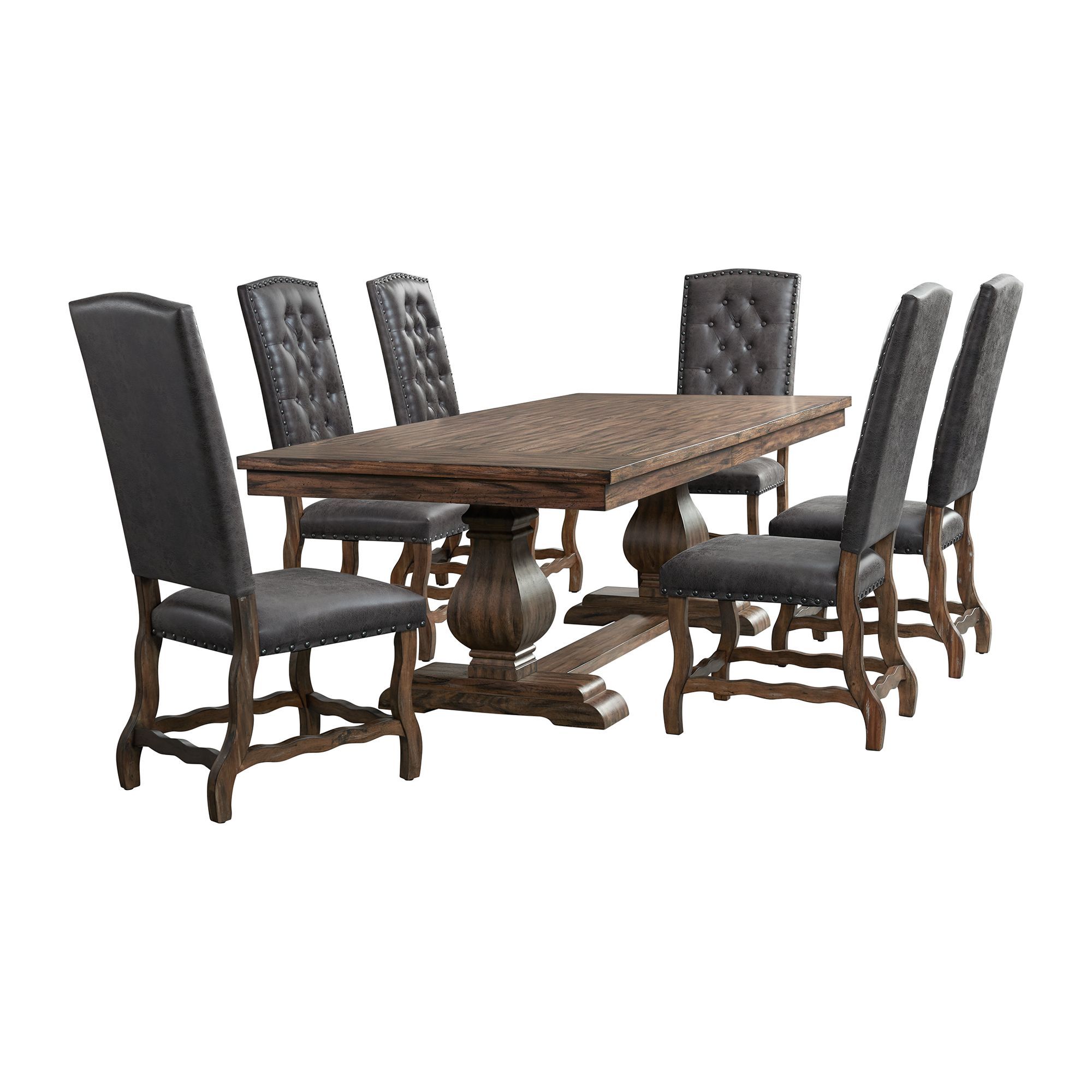 7 Pc · Table And Six Tufted Tall Back Chairs