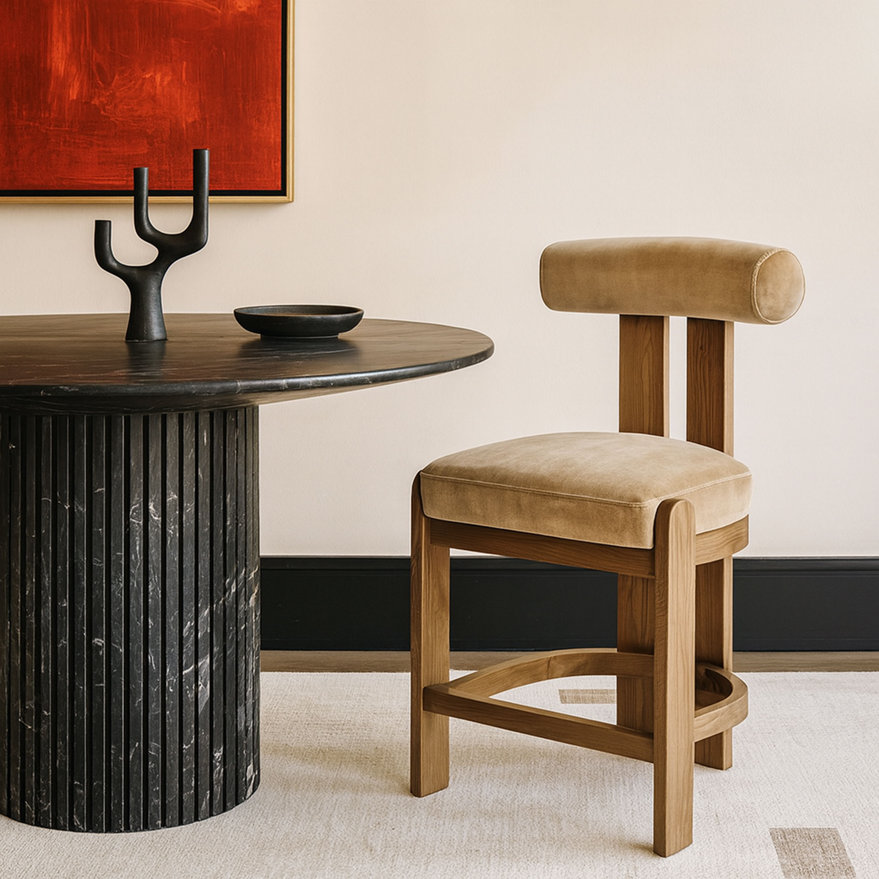 Arienzo - Velvet Upholstered Counter Stool (Set of 2) - Beige