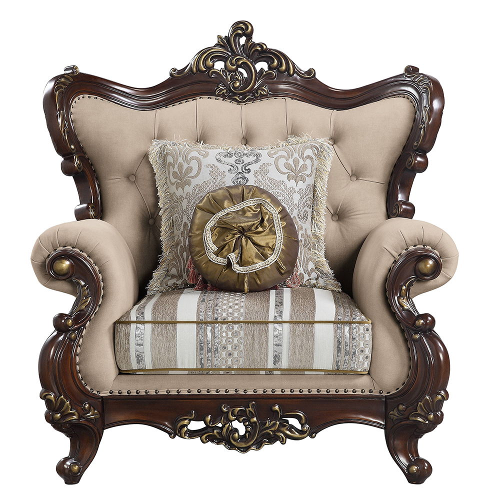 Ragnar - Chair With 2 Pillows - Light Brown Linen & Cherry, beige, view 6