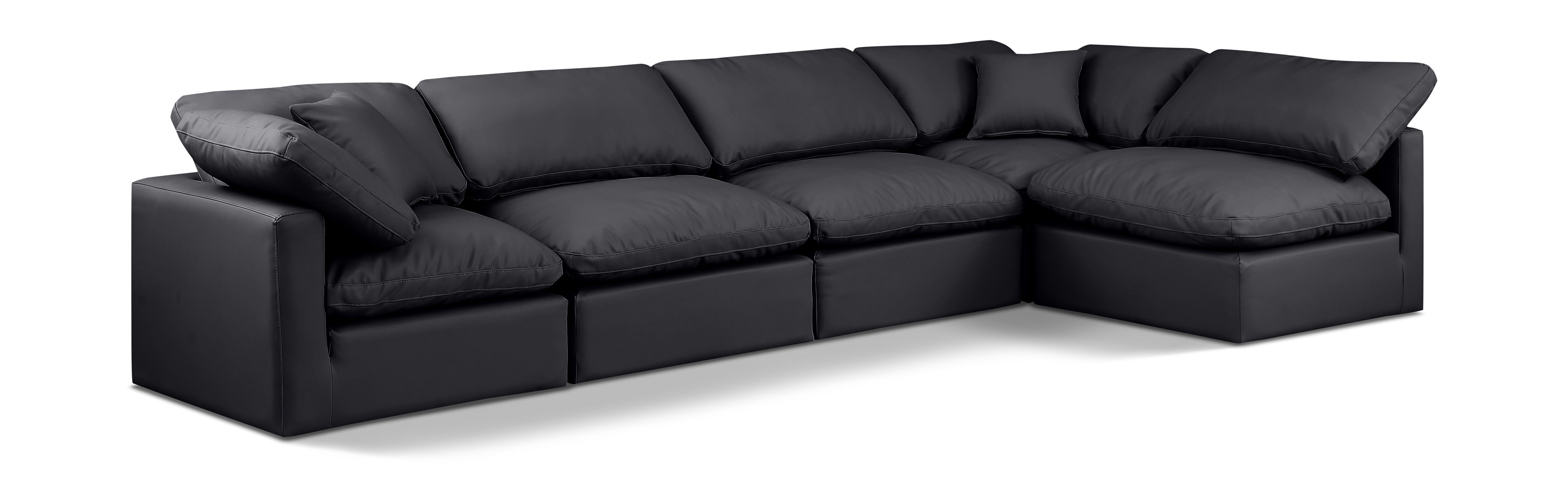 Indulge - Faux Leather 5 Piece Modular Sectional - Black