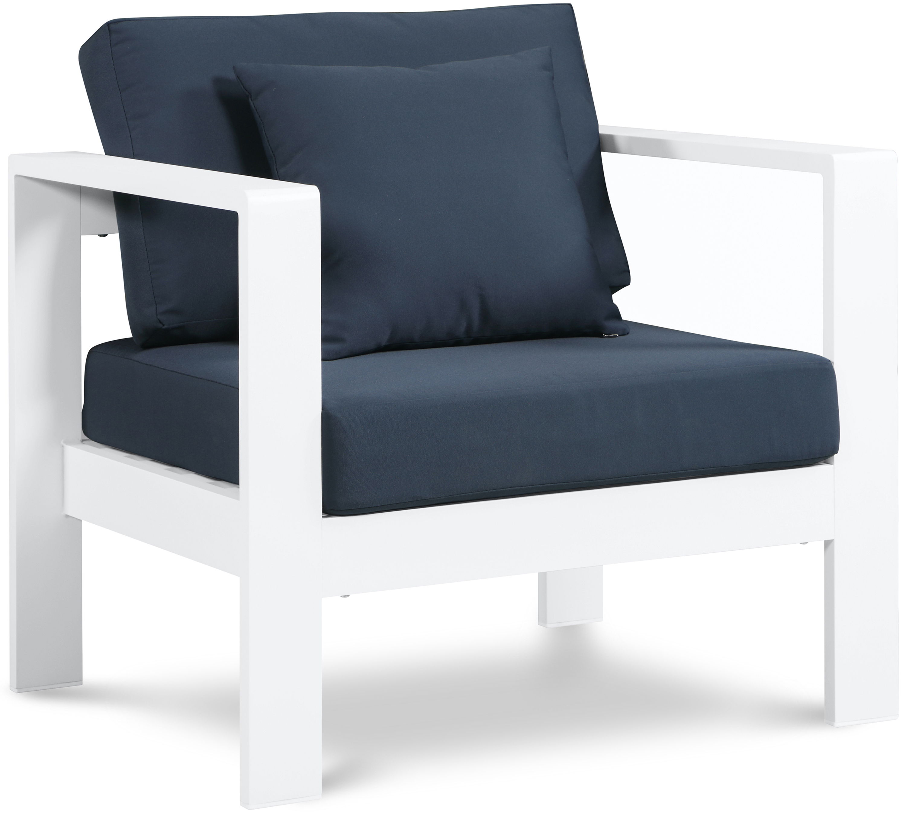 Nizuc - Outdoor Patio Arm Chair With White Frame - Navy