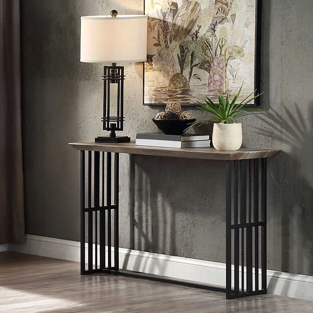 Zudora - Sofa Table - Antique Oak & Black, black, view 7