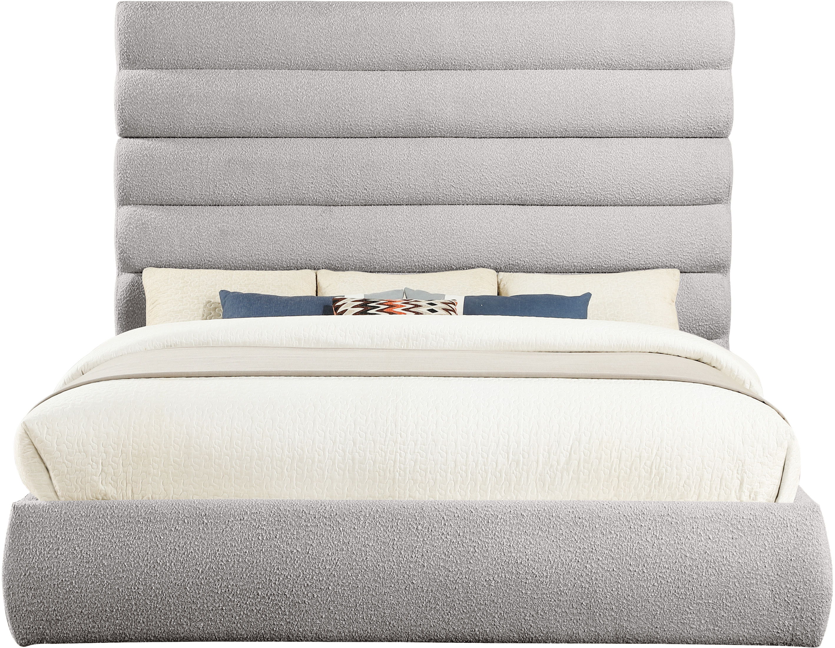 Adam - Boucle Fabric King Bed With 70.5" Headboard - Taupe