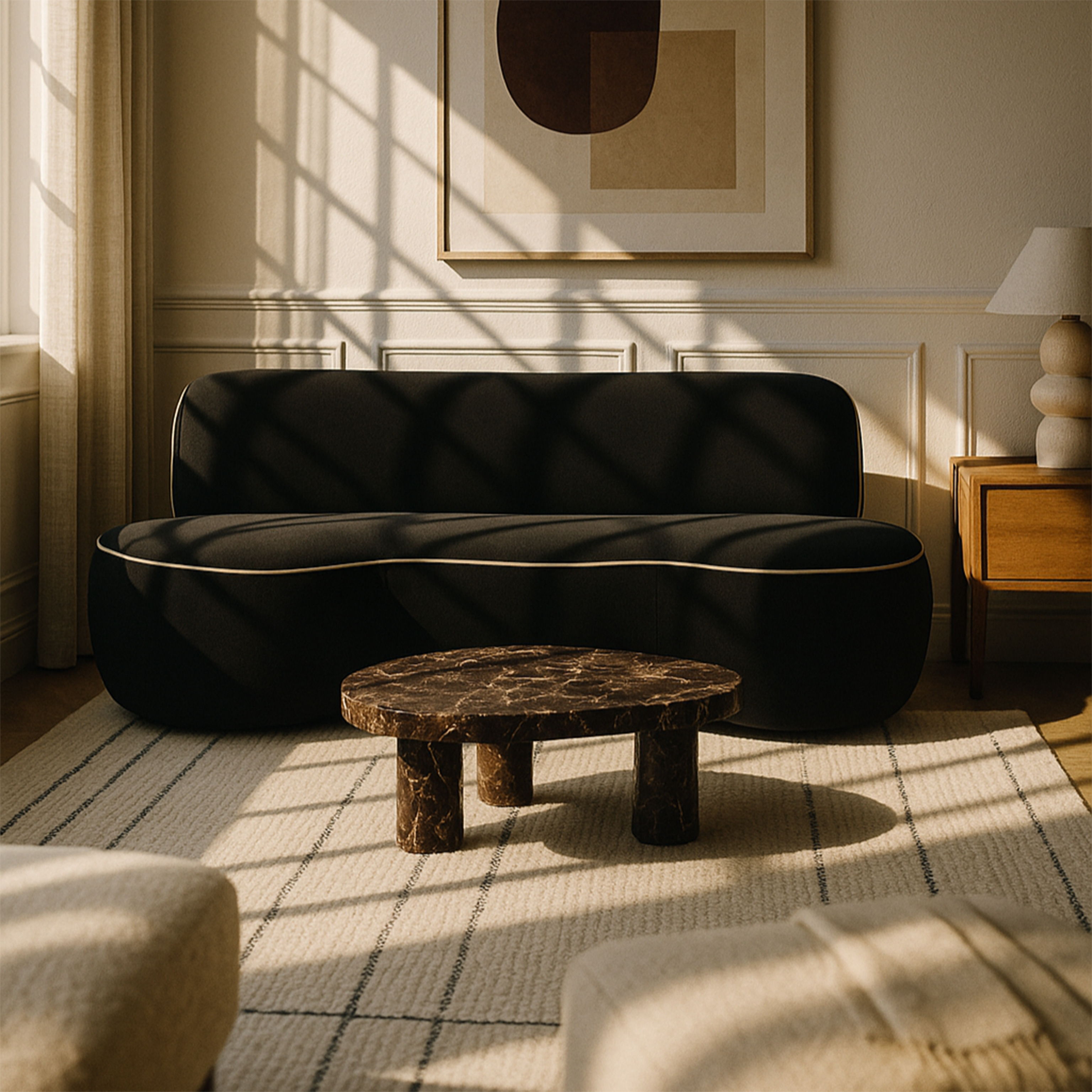 Swerve - Velvet 101" Upholstered Sofa - Black