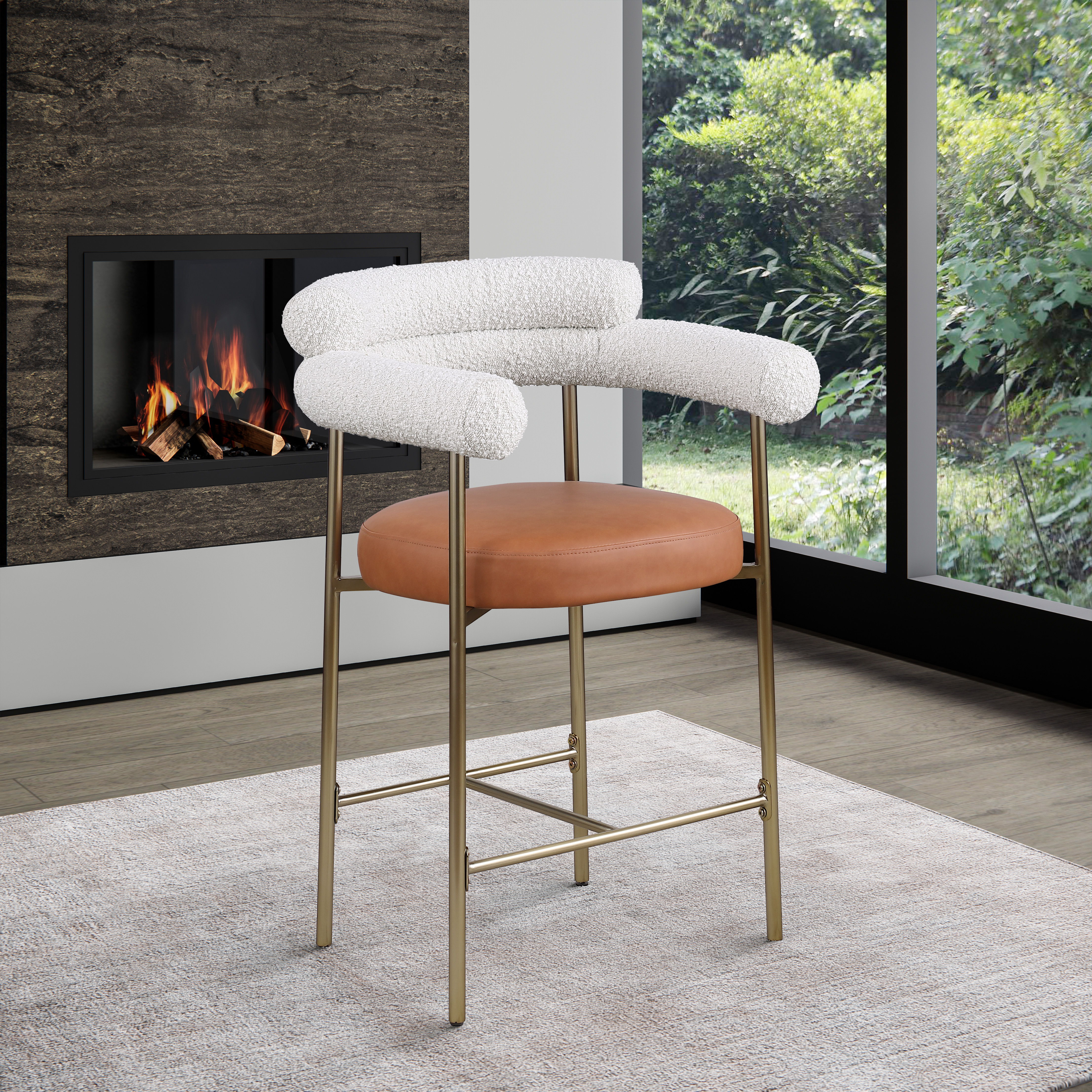 Blake - Counter Stool With Bronze Legs (Set of 2) - Cognac