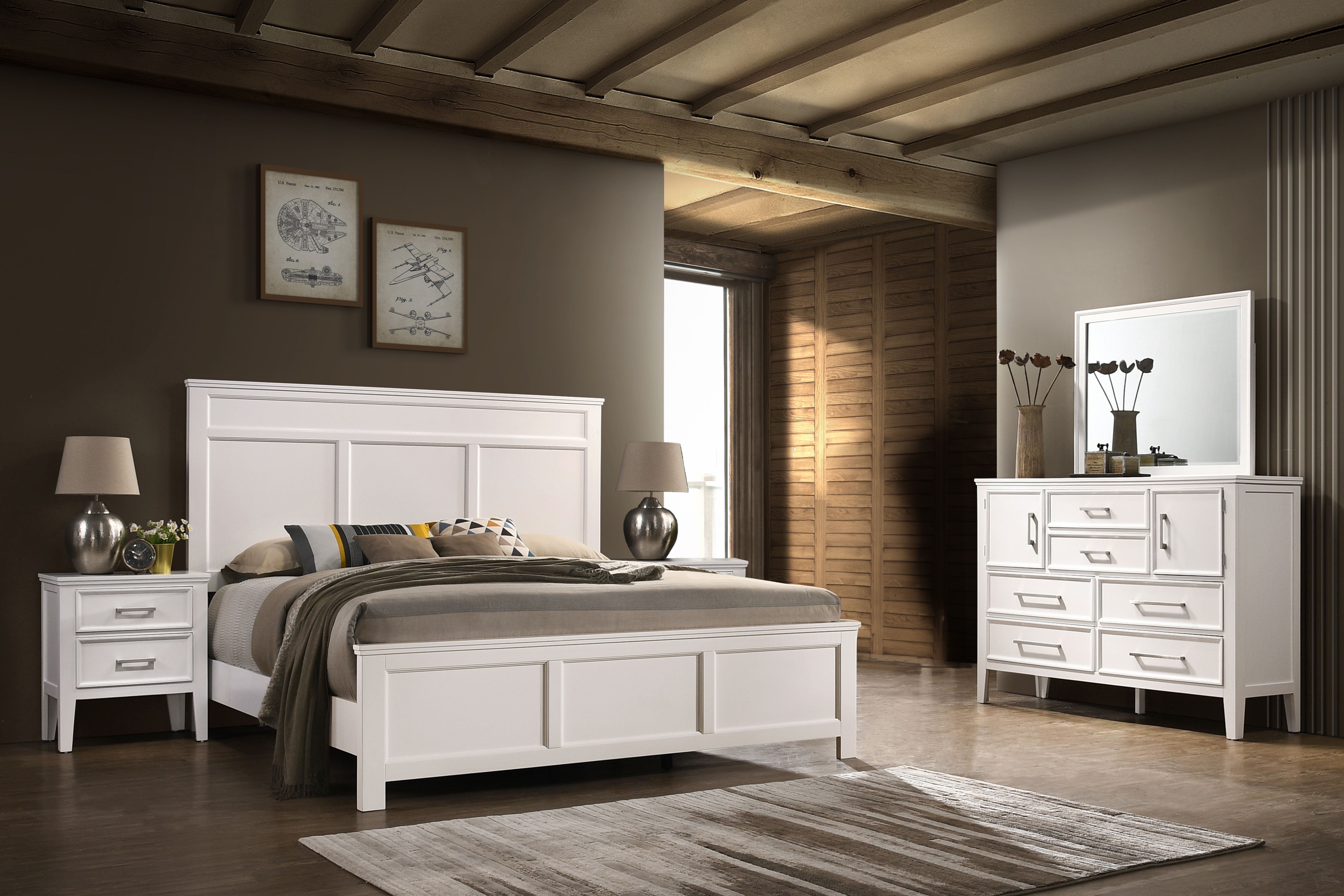 Andover - 6/6 Eastern King 5 Piece Bedroom Set (Bed & Dresser & Mirror & 2 Nightstands) - White