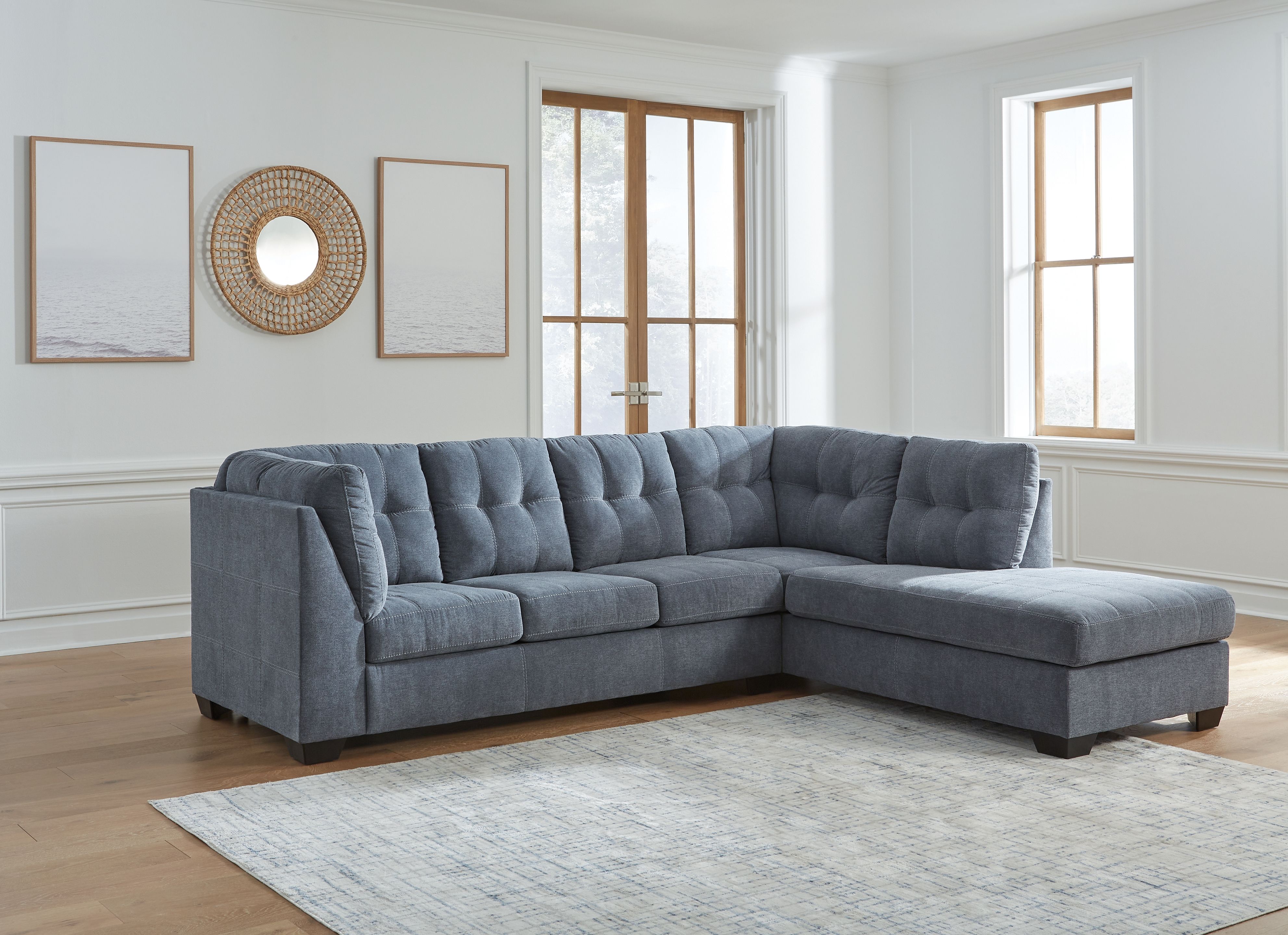 Ashley Furniture Marleton - 2-Piece Sectional With Raf Corner Chaise - Denim - Image 3