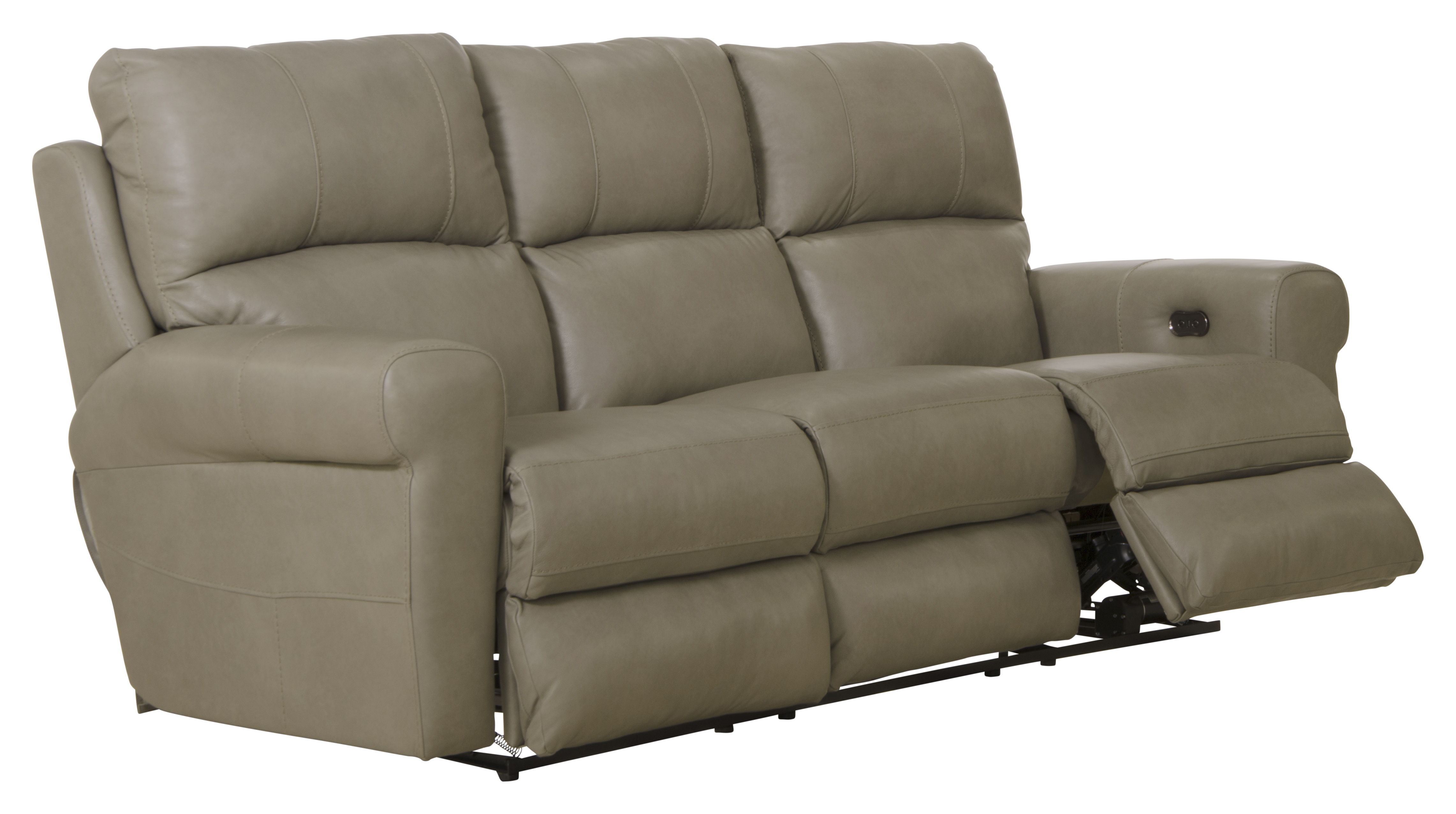 Torretta - Top Grain Italian Leather Power Lay Flat Reclining Sofa - Putty