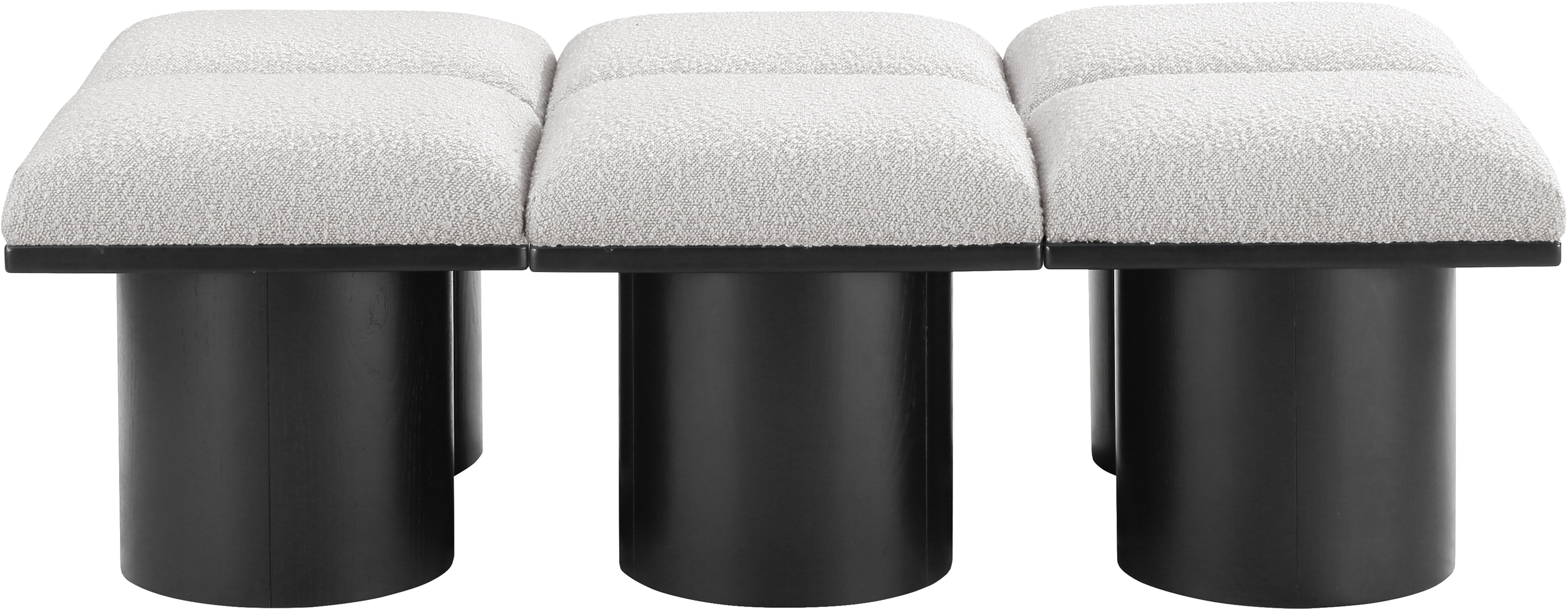 Pavilion - 54" 6 Piece Modular Bench With Black Base - Cream