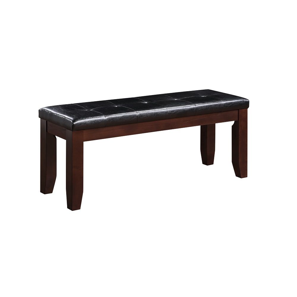 Urbana - 48" Bench - Black Synthetic Leather & Cherry, dark brown