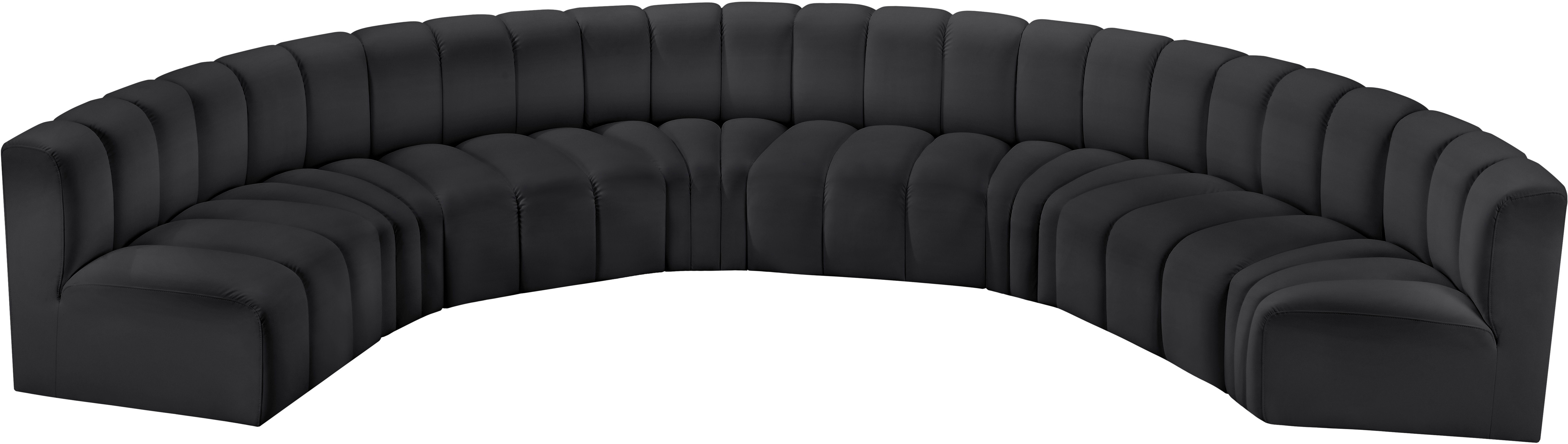 Arc - Faux Leather 8 Piece U-Shaped Modular Sofa - Black