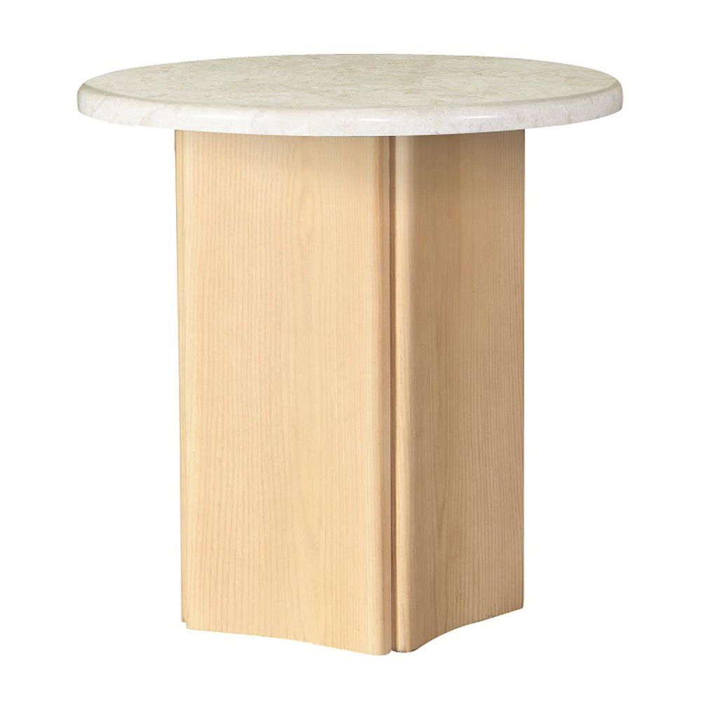 Qwin - End Table With Marble Top - Marble Top & Oak, white, view 2