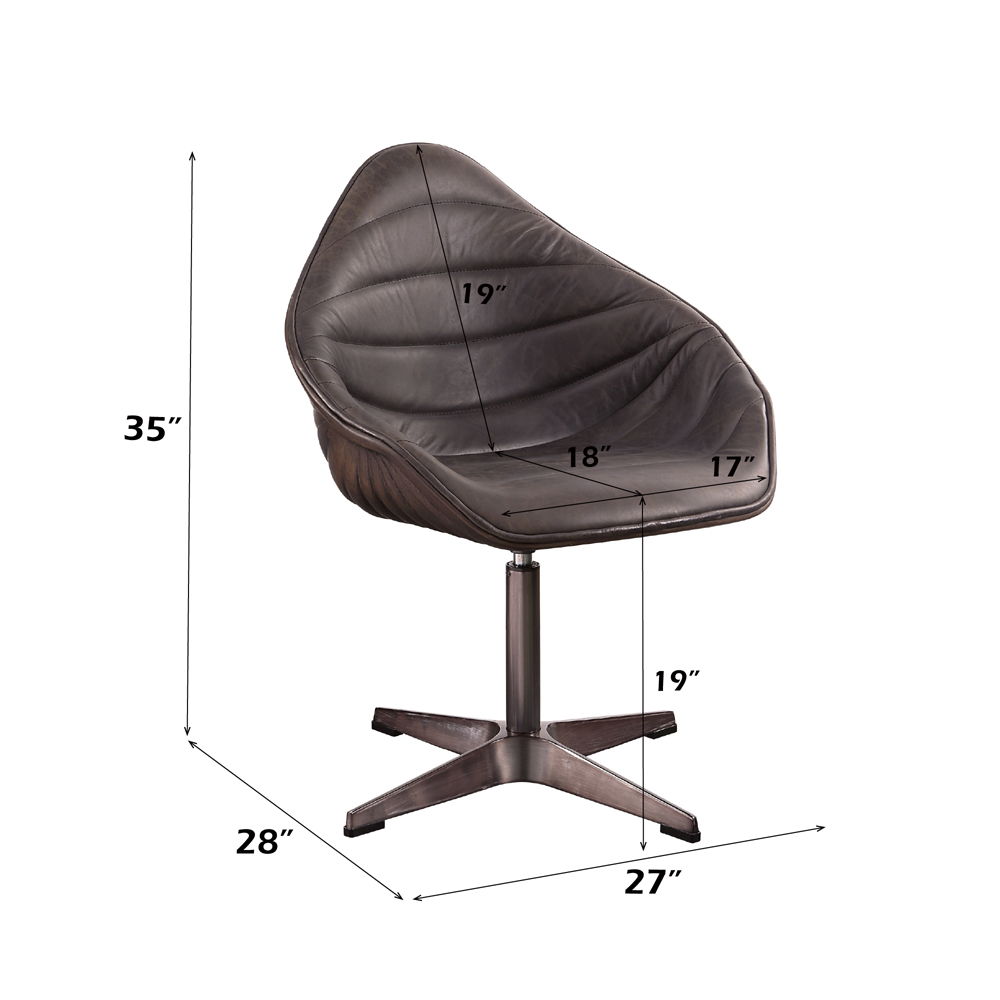 Pipino - Accent Chair With Swivel - Antique Ebony Top Grain Leather, dark brown, view 7