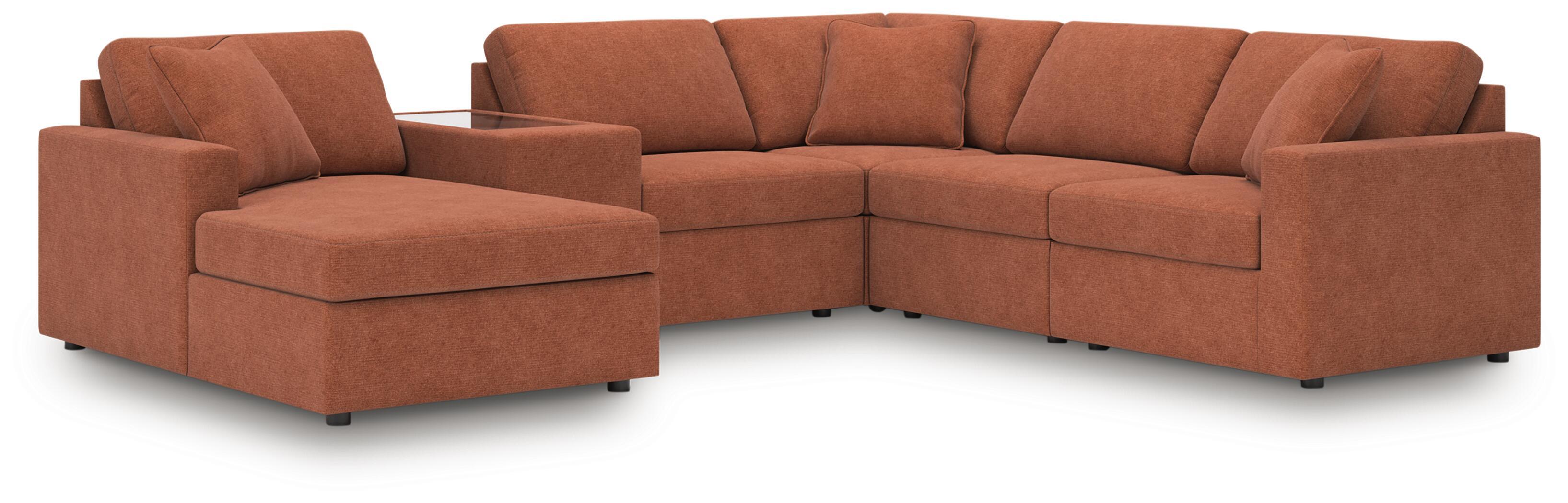 Modmax – 6-Piece Sectional With Laf Corner Chaise, Raf Corner Chair And Storage Console – Spice
