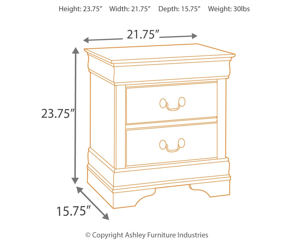 Ashley Furniture Alisdair - Two Drawer Night Stand - Reddish Brown - Image 4
