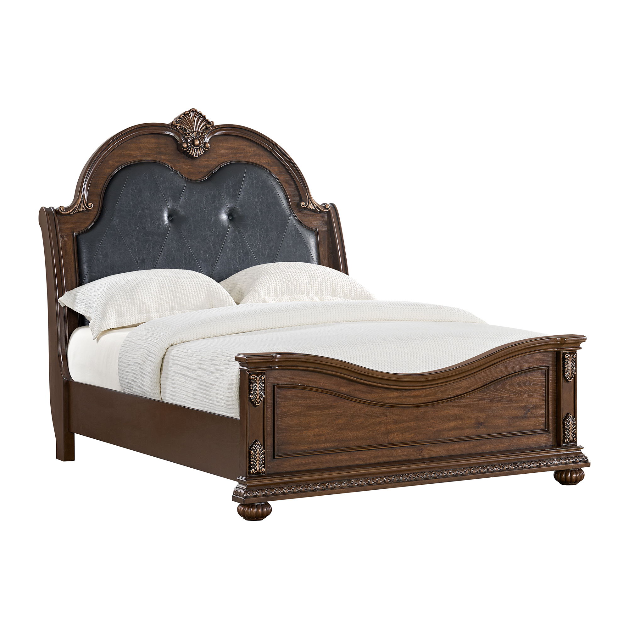 Cadenza - Queen Upholstered Bed With Black PU - Brown