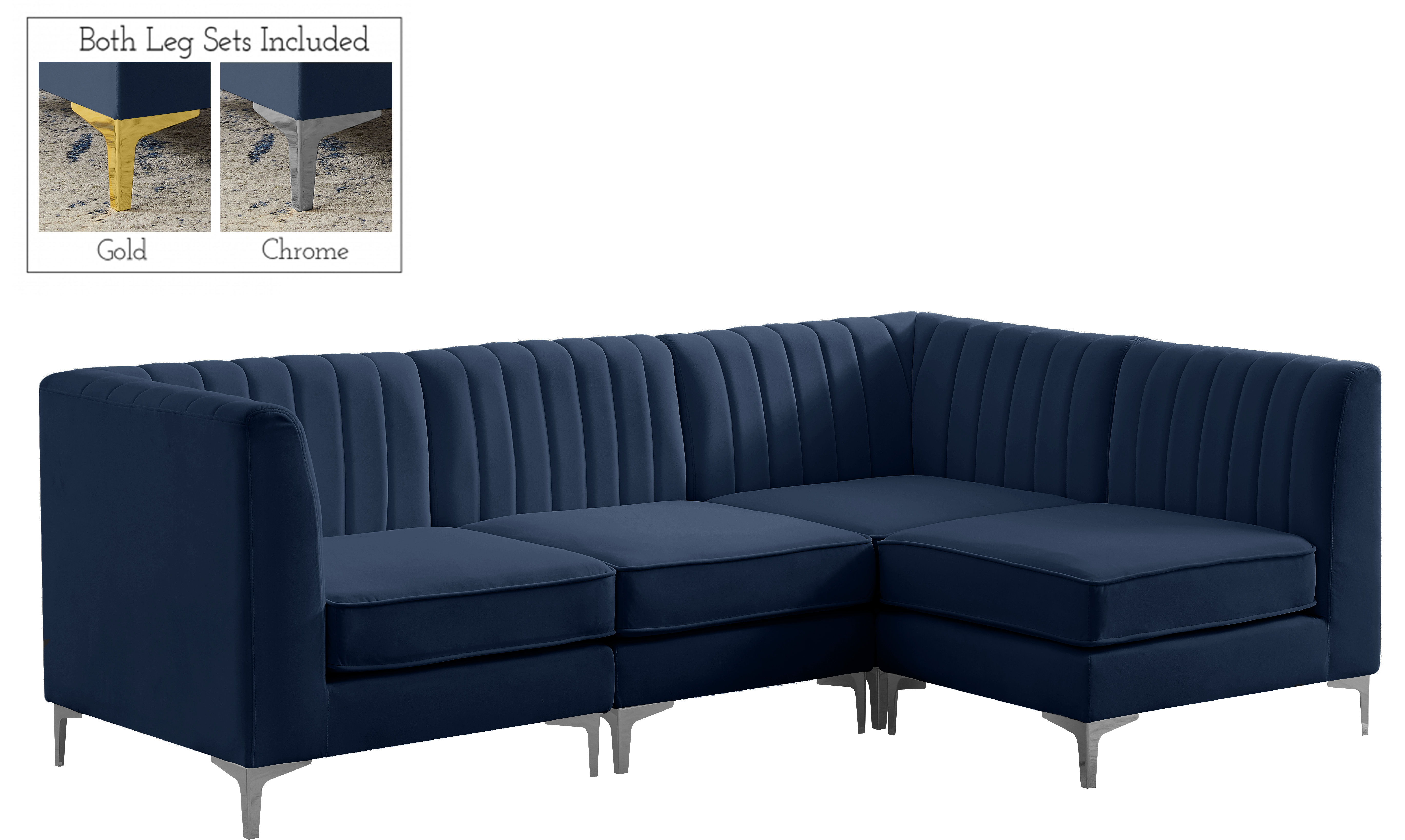 Alina - 4 Piece Modular L-Shaped Sectional - Navy