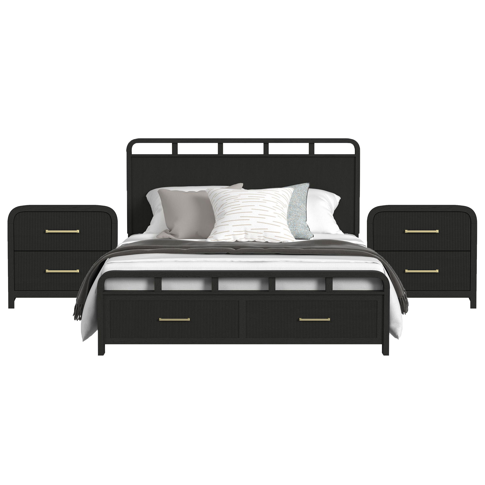 King · 3 Pc · Bedroom Set With 2 Nightstands