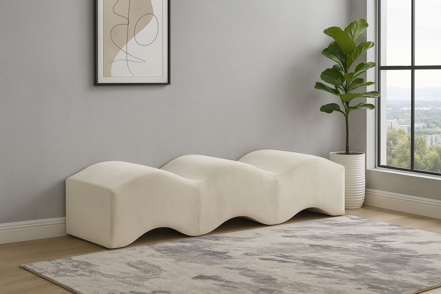 Wave - Bench - Cream