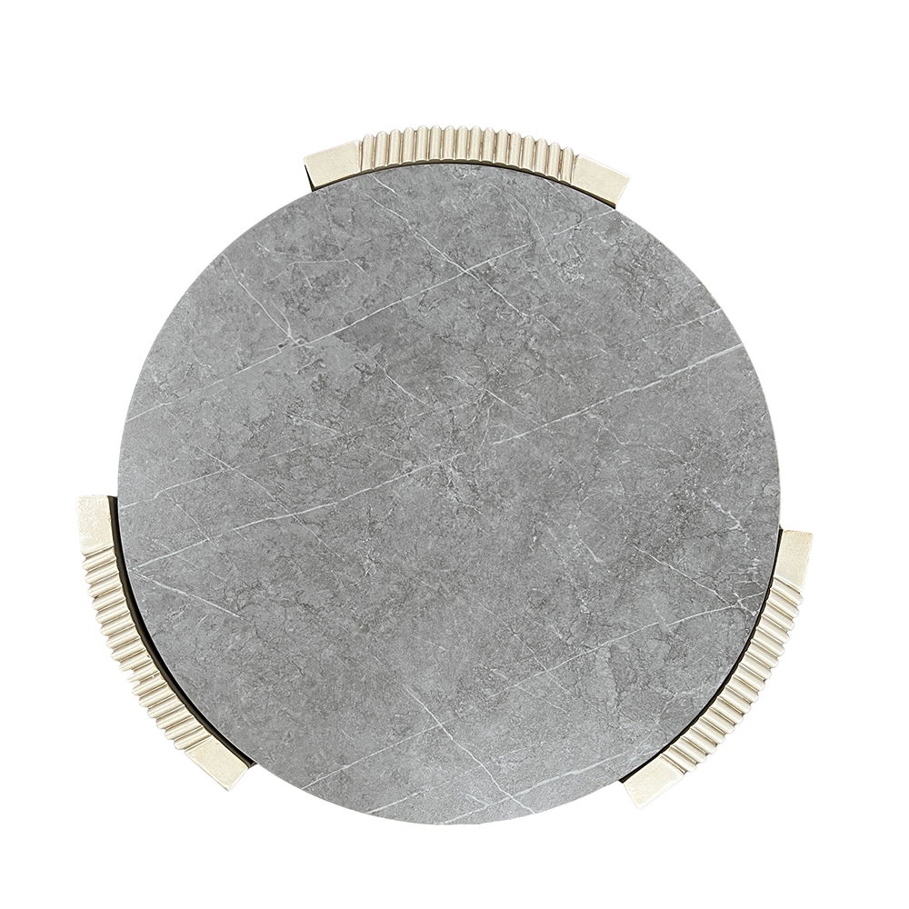 Kasa - End Table - Sintered Stone & Champagne, white, view 2