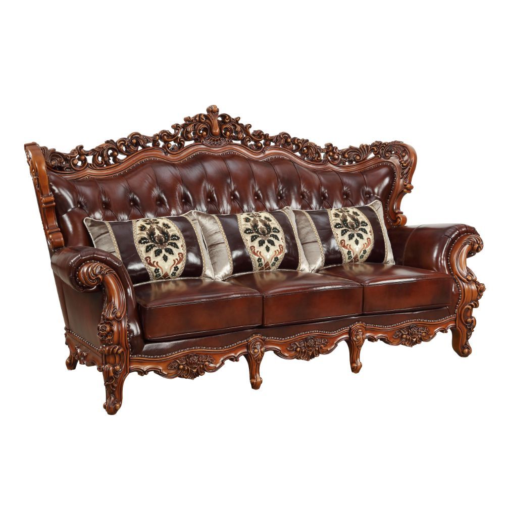 Eustoma - Sofa - Cherry Top Grain Leather Match & Walnut, dark brown